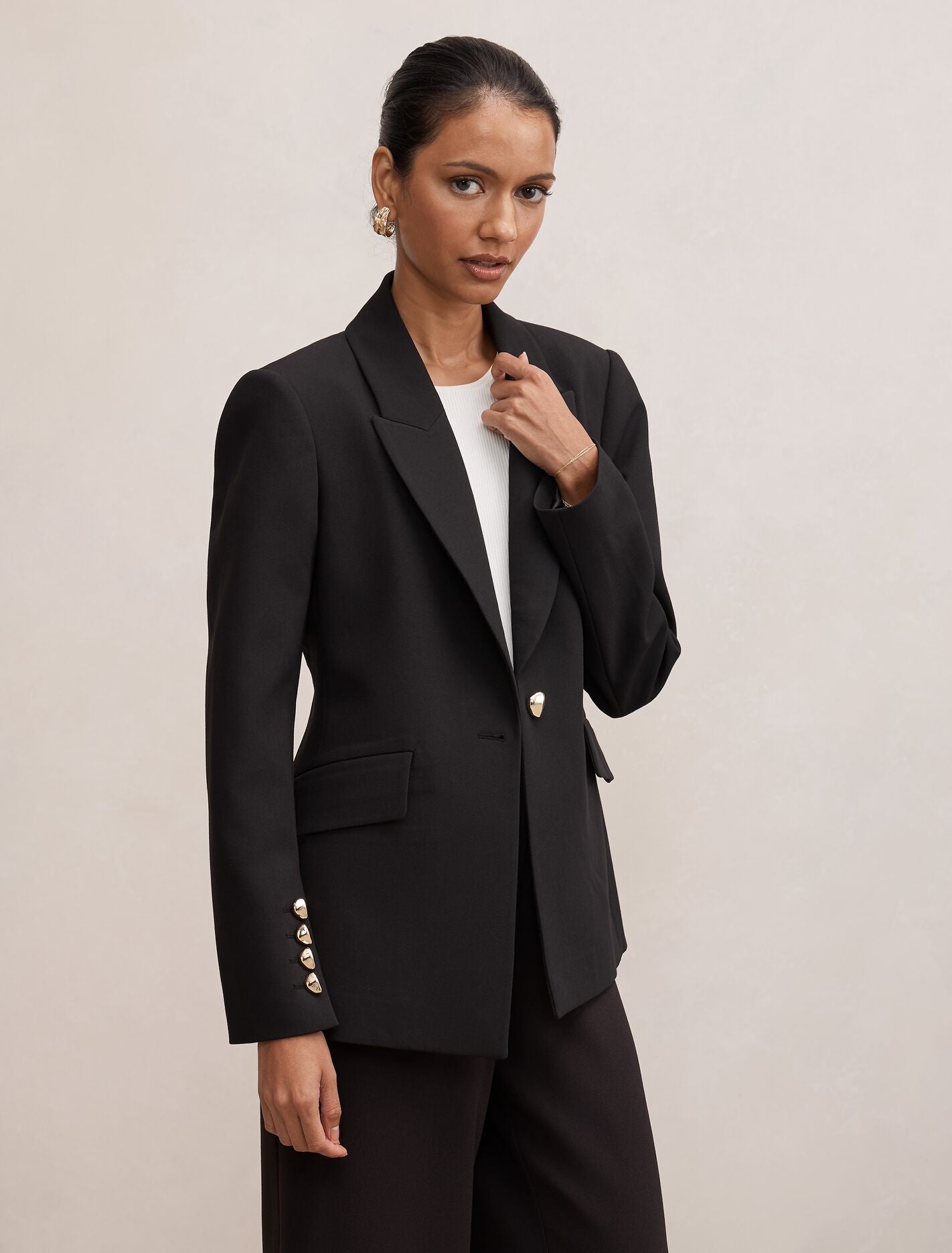 Trixie Petite Gold Button Blazer Forever New