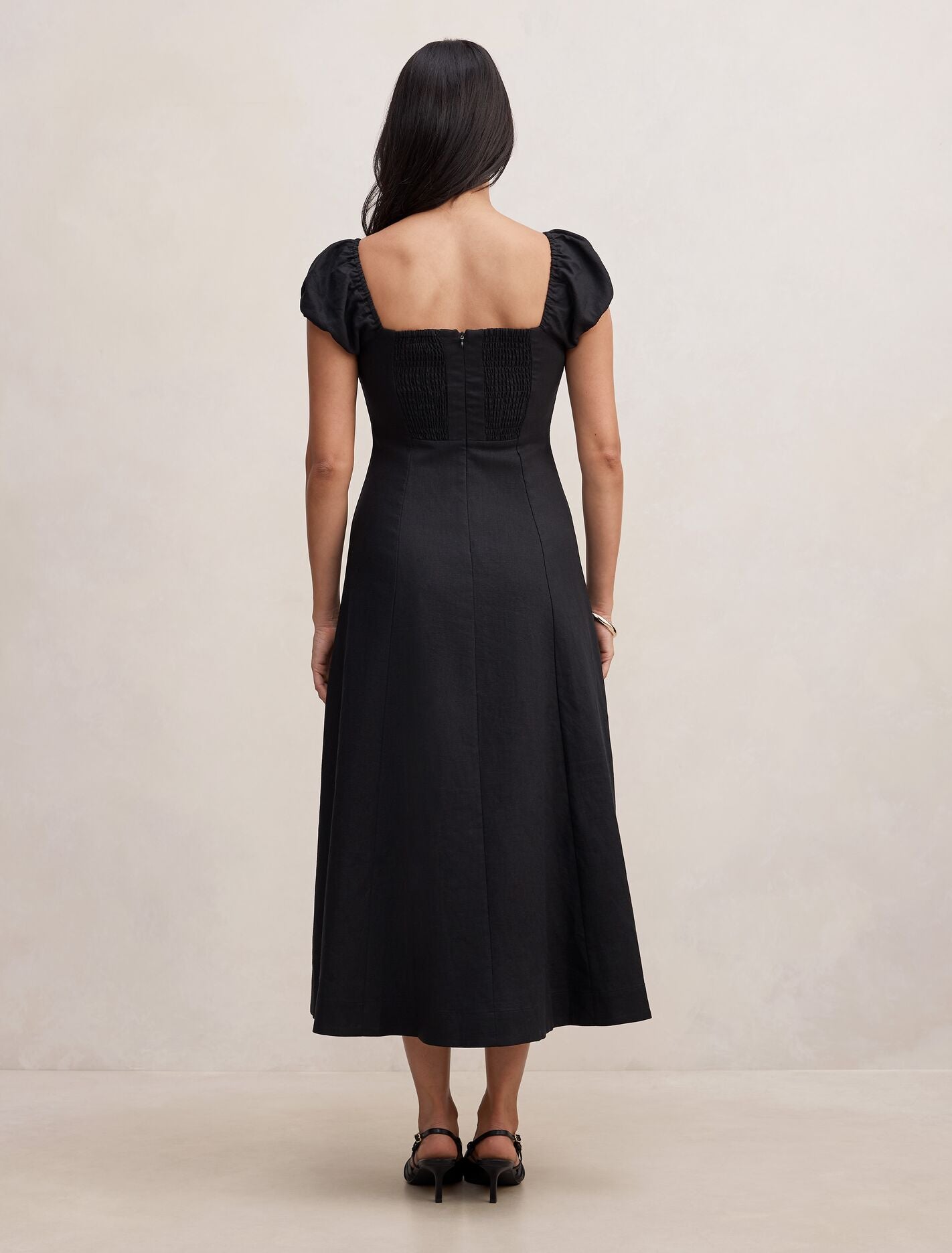 Portia Folded Collar Linen Midi Dress Forever New