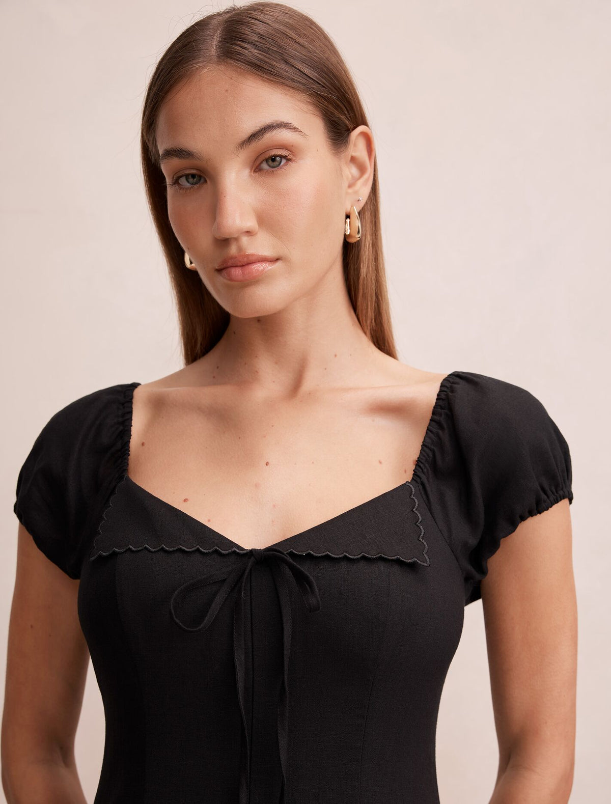 Portia Folded Collar Linen Midi Dress Forever New