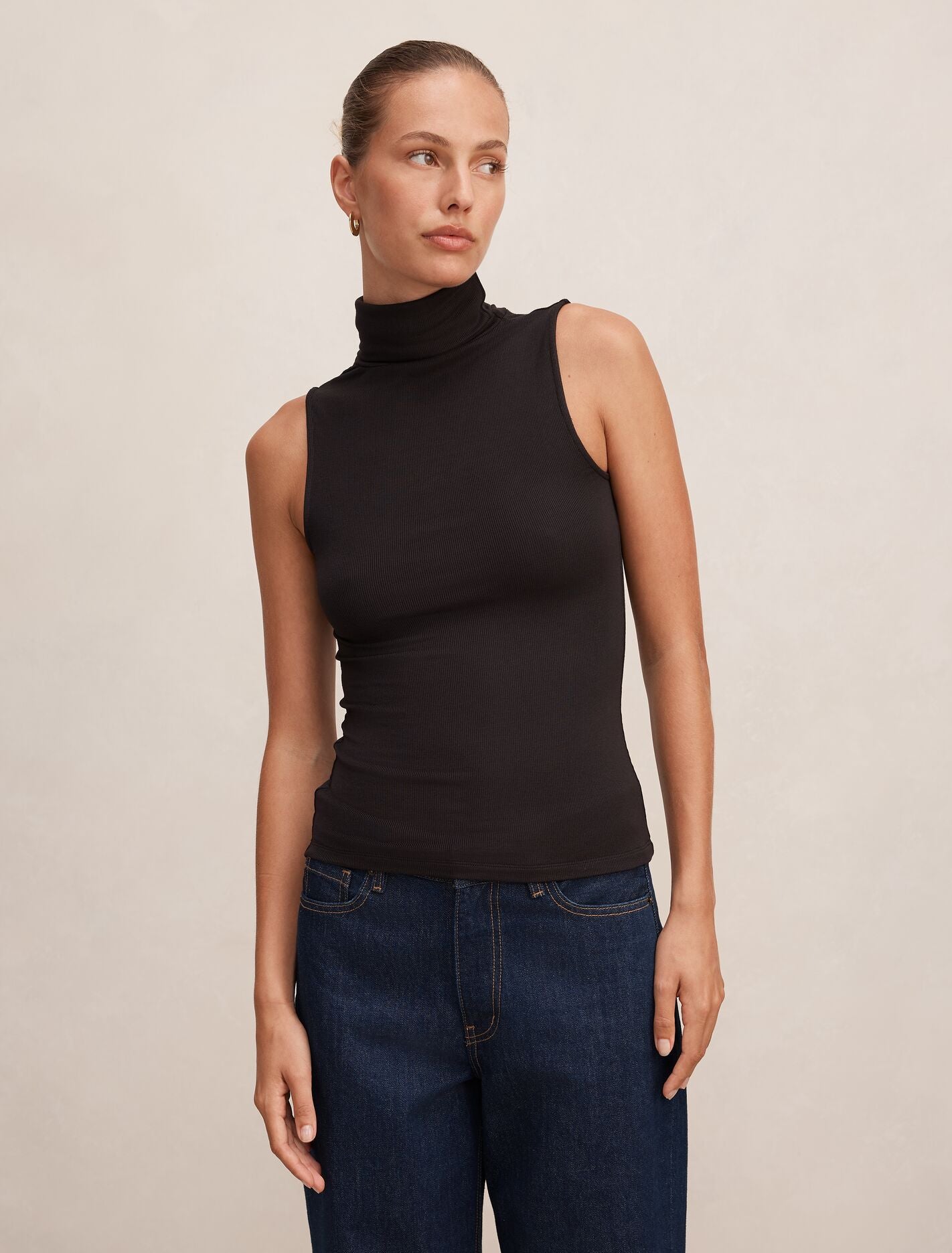 Kate Roll Neck Tank Top Black Forever New