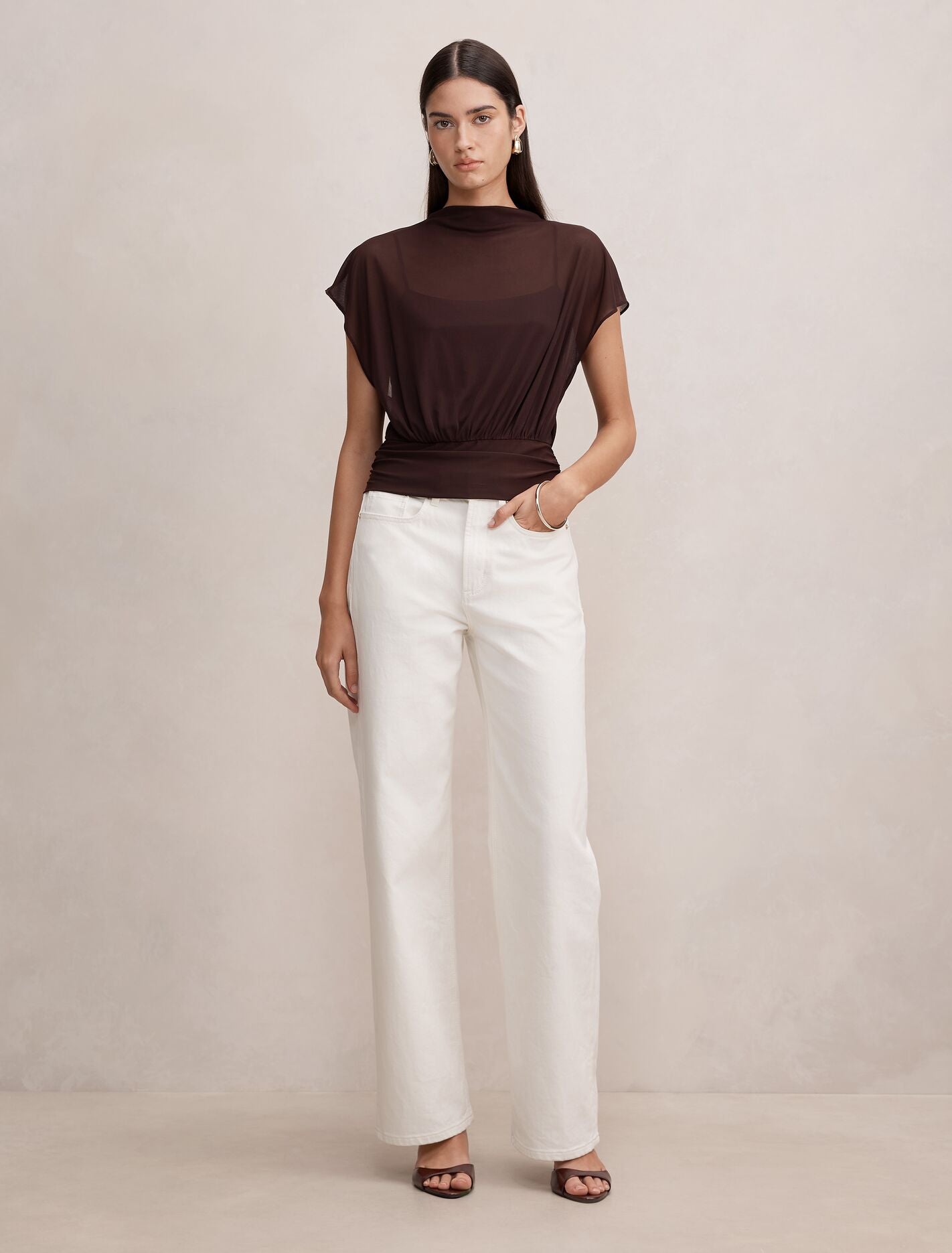 Mattie Mesh Overlay Top Forever New