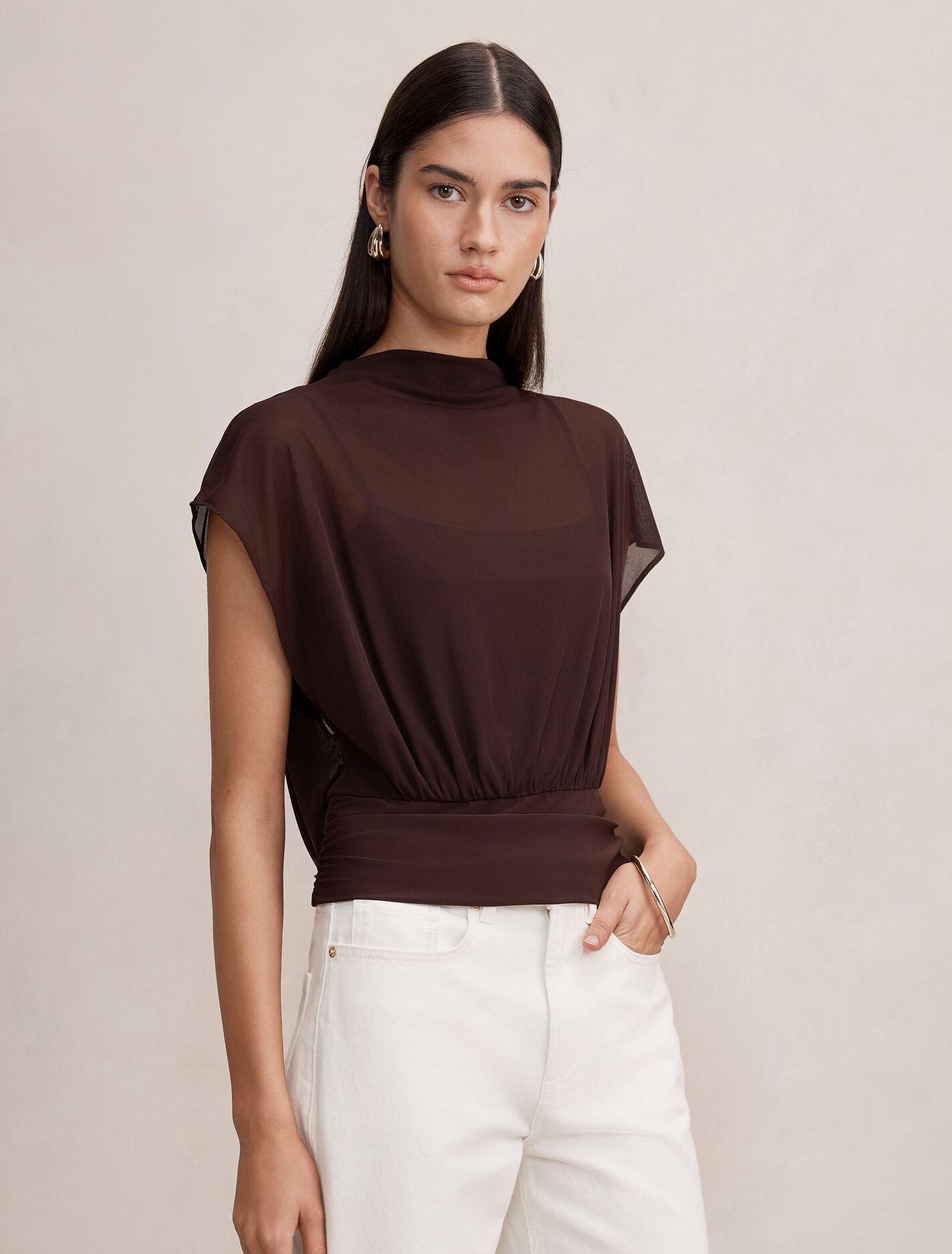 Mattie Mesh Overlay Top Forever New