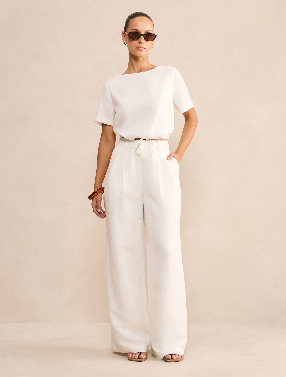 Eva Petite Linen Wide Leg Pants