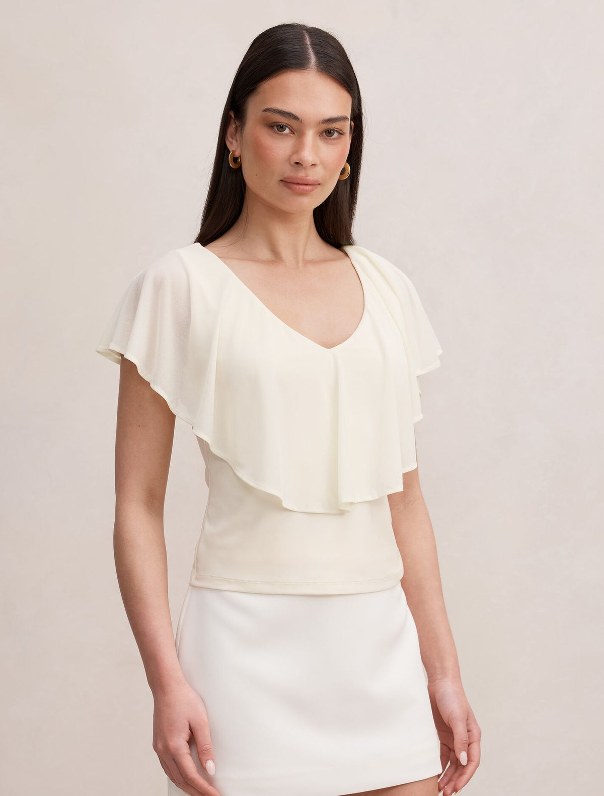 Valentina V Neck Ruffle Top Forever New