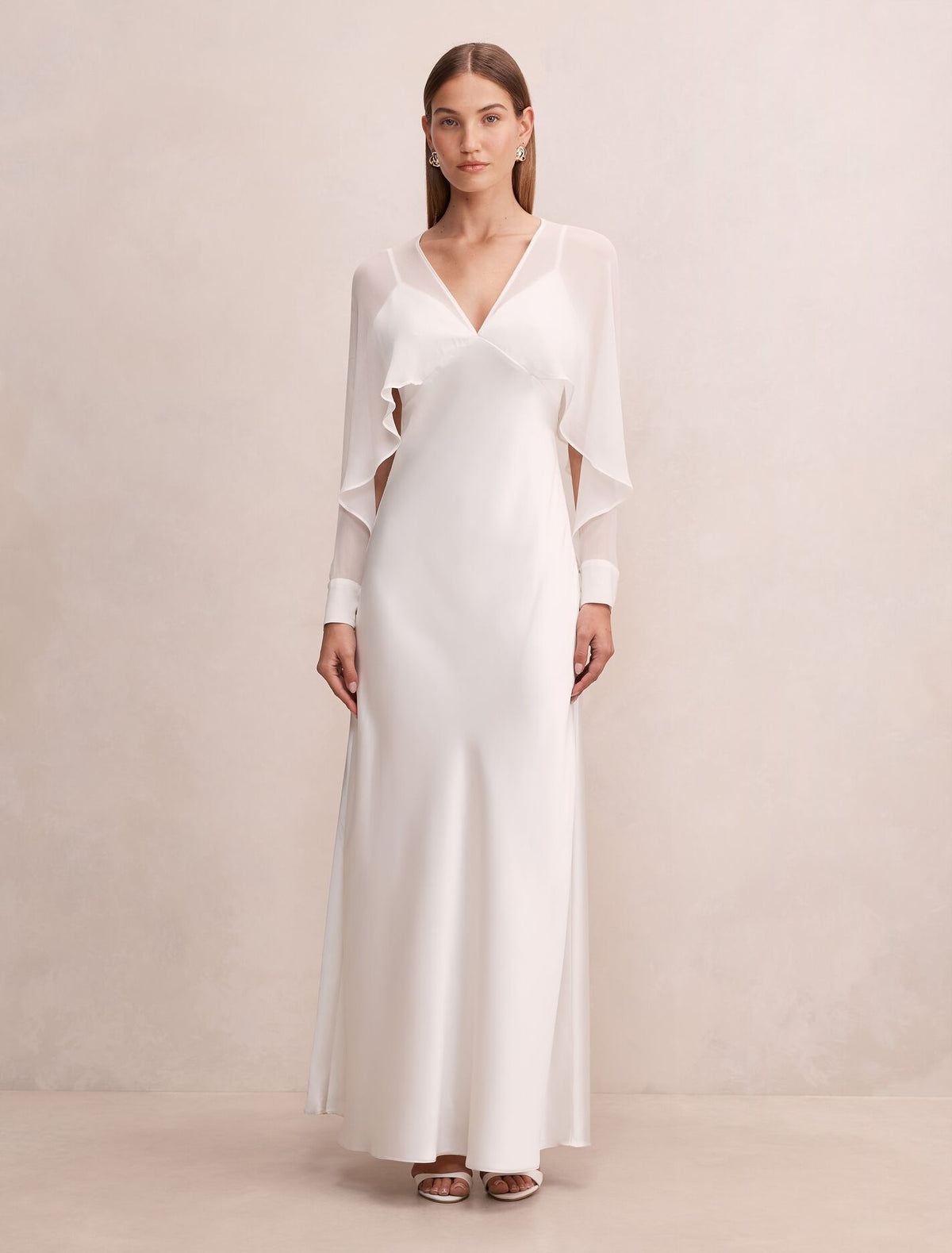 Electra Sleeve Cape Maxi Dress Bridal White Forever New