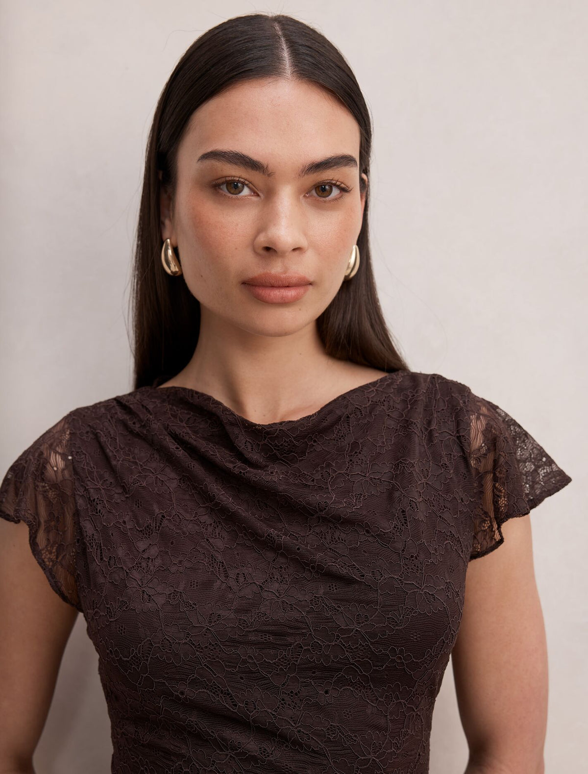 Hyacinth Lace Flutter Sleeve Top Forever New