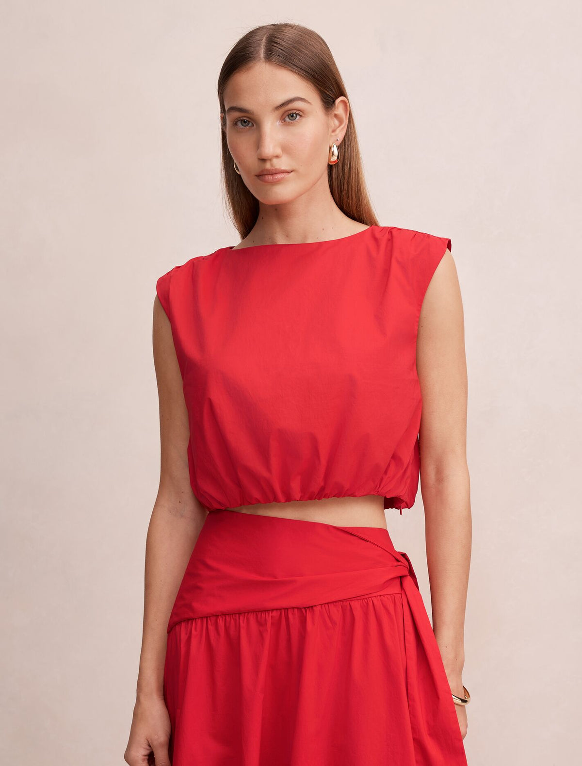 Daisy Gathered Waist Top Salsa Red Co-Ord Forever New