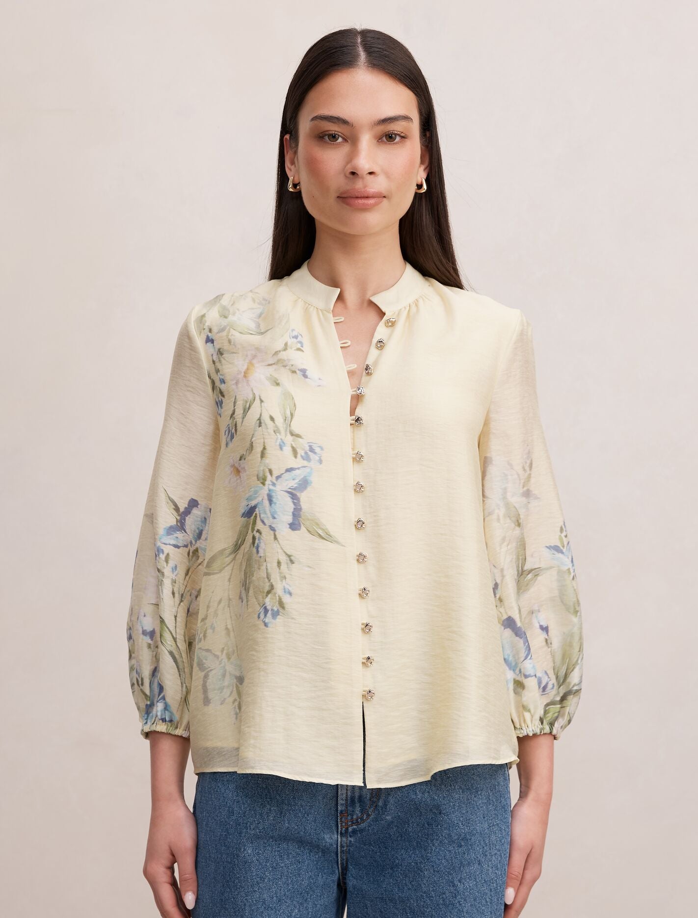 Dolly Placement Print Blouse Light Halifax Floral Forever New