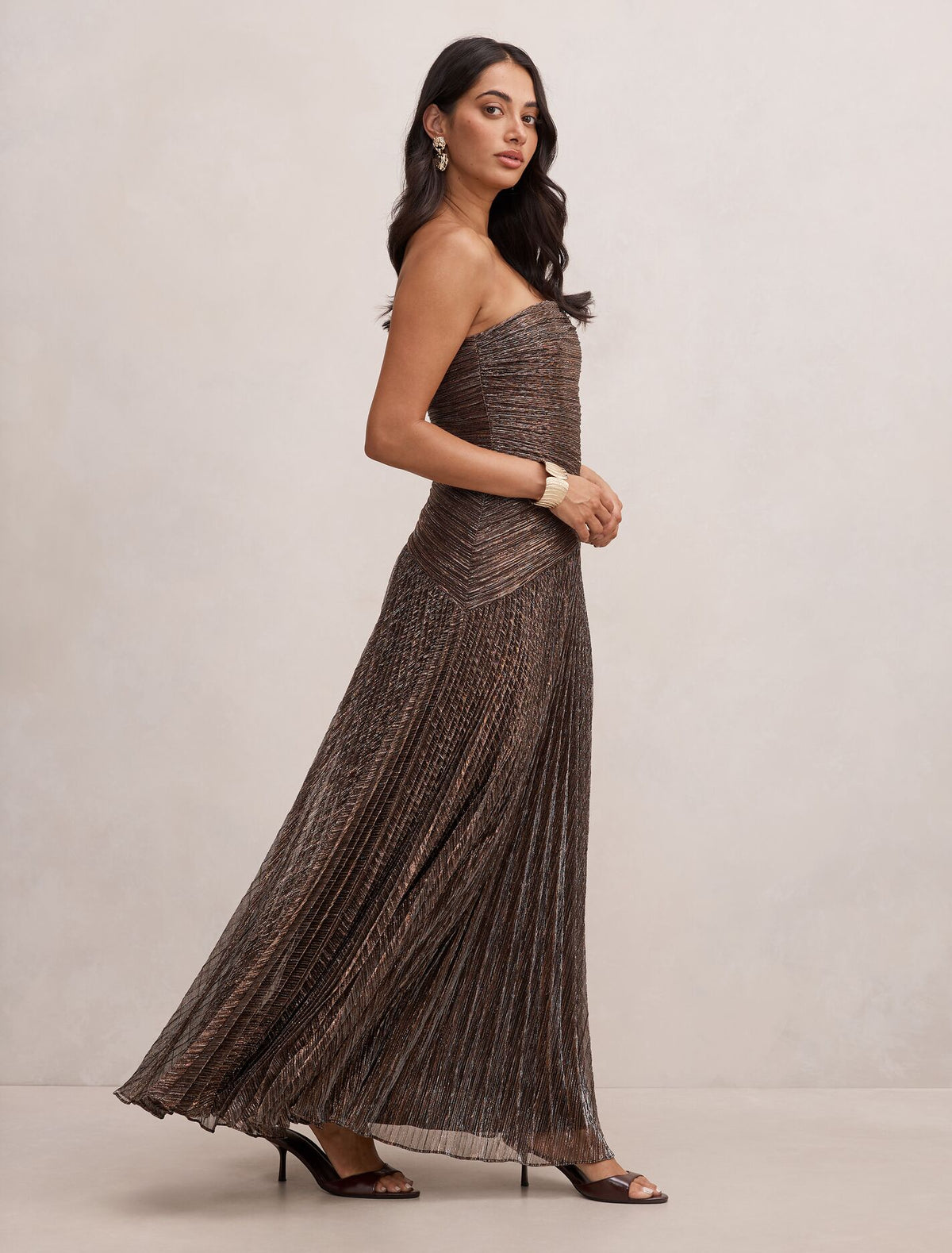 Sofia Strapless Plisse Maxi Dress Forever New