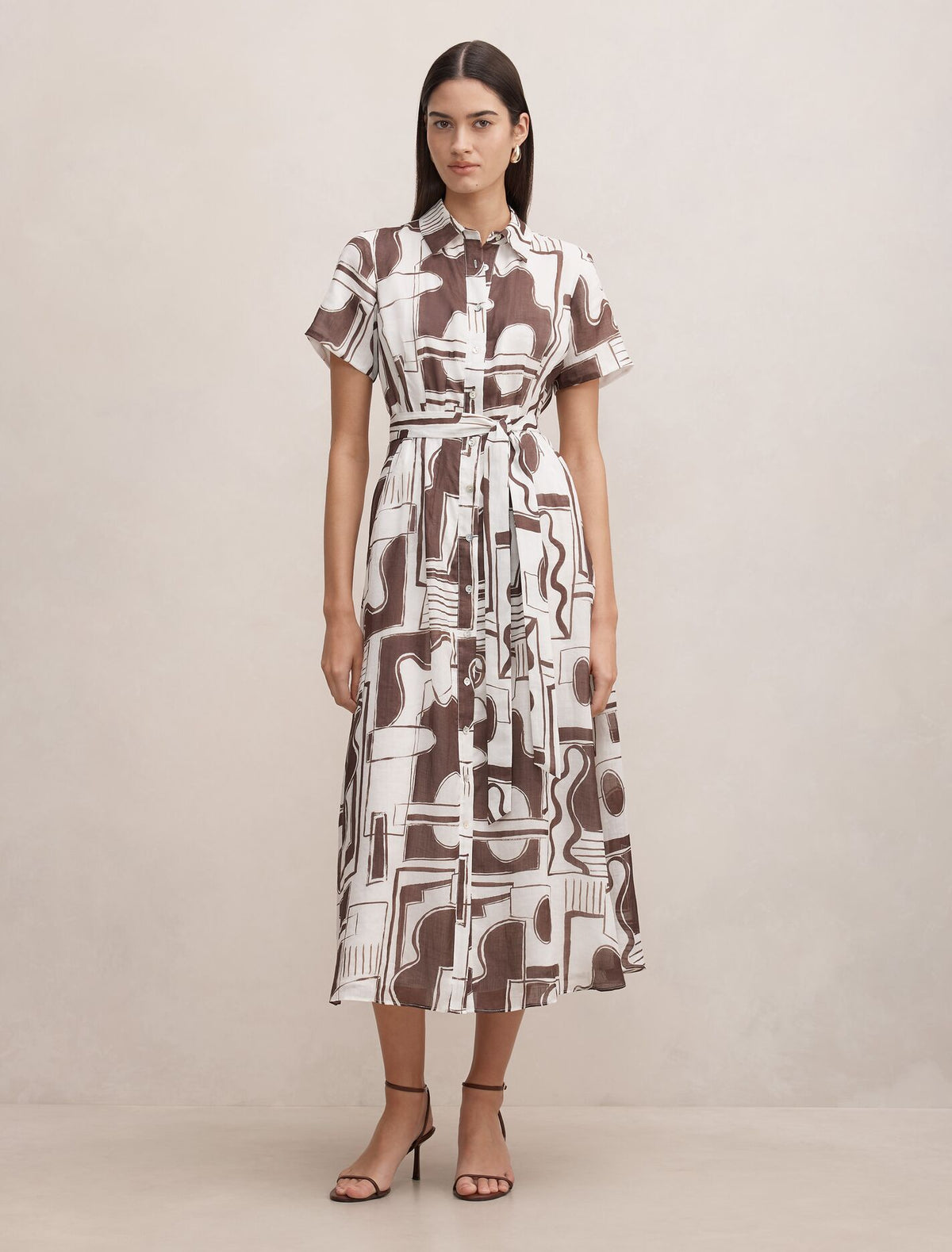 Joy Short Sleeve Midi Dress Light Arlon Abstract Forever New