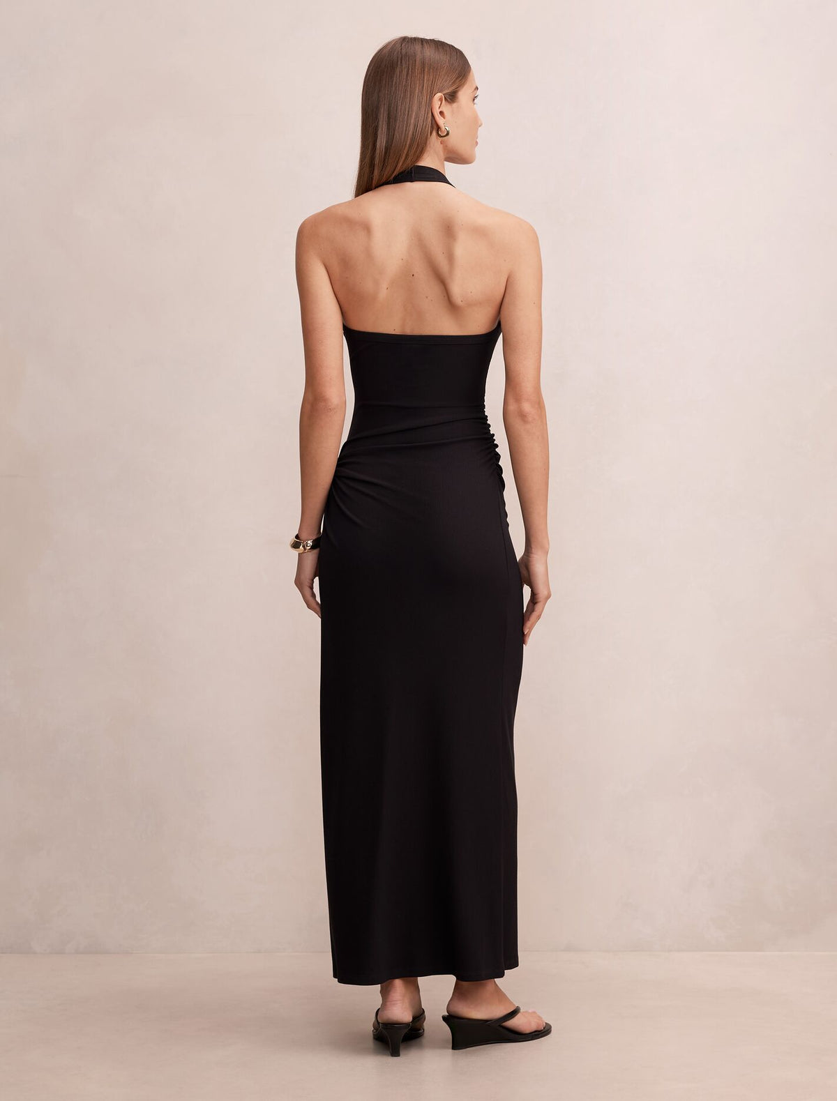 Noa Halter Draped Ribbed Midi Dress Forever New