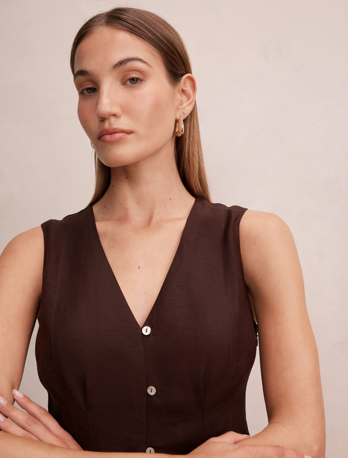 Portia Pleated Linen Top Forever New