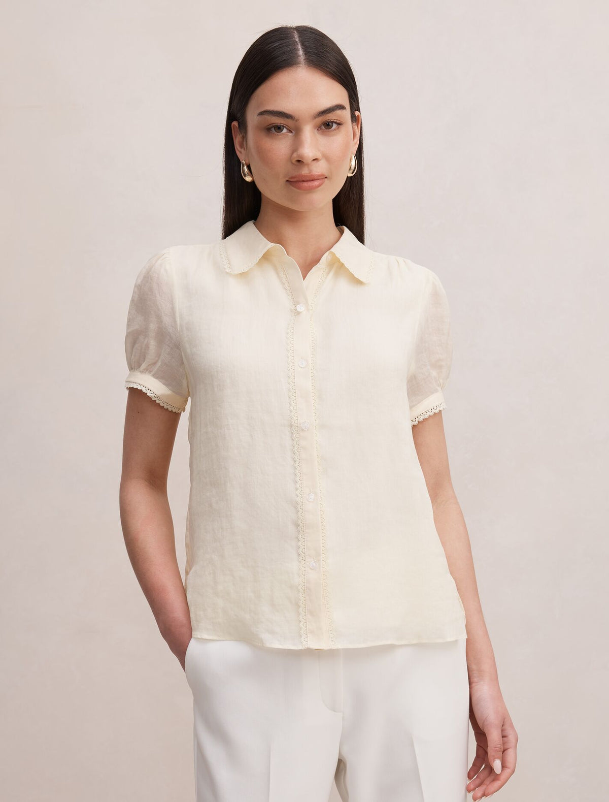 Posie Lace Detail Blouse Lemon Forever New