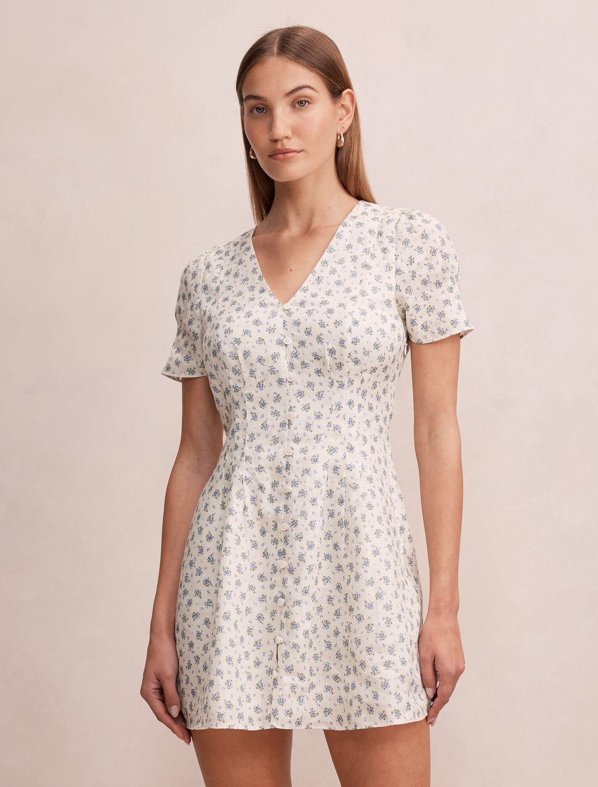 Saffia Pintuck Linen Mini Dress
