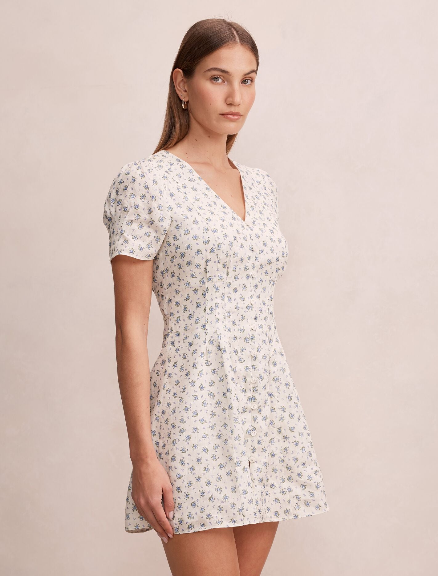 Saffia Pintuck Linen Mini Dress
