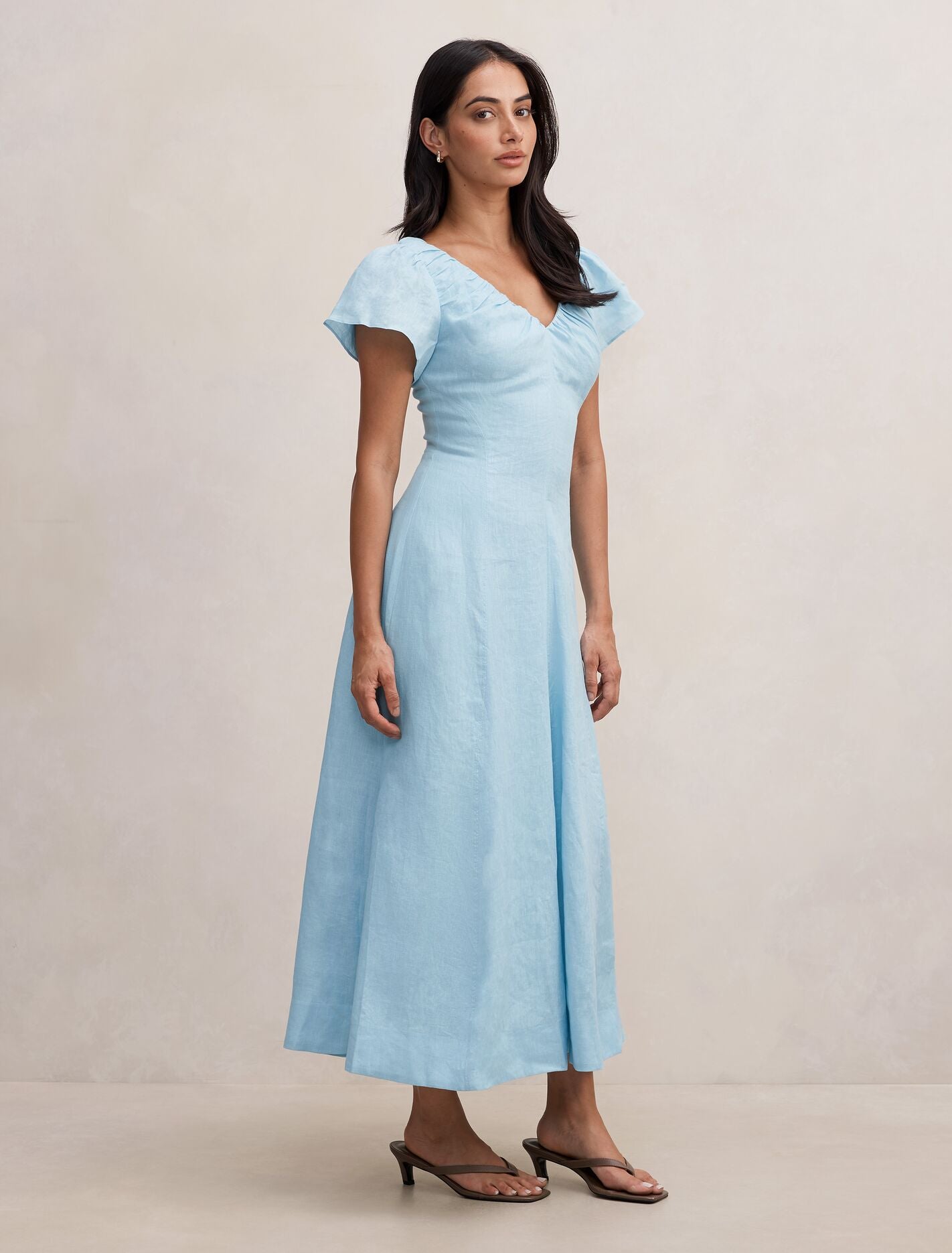 Rue Puff Sleeve Gathered Midi Dress Forever New