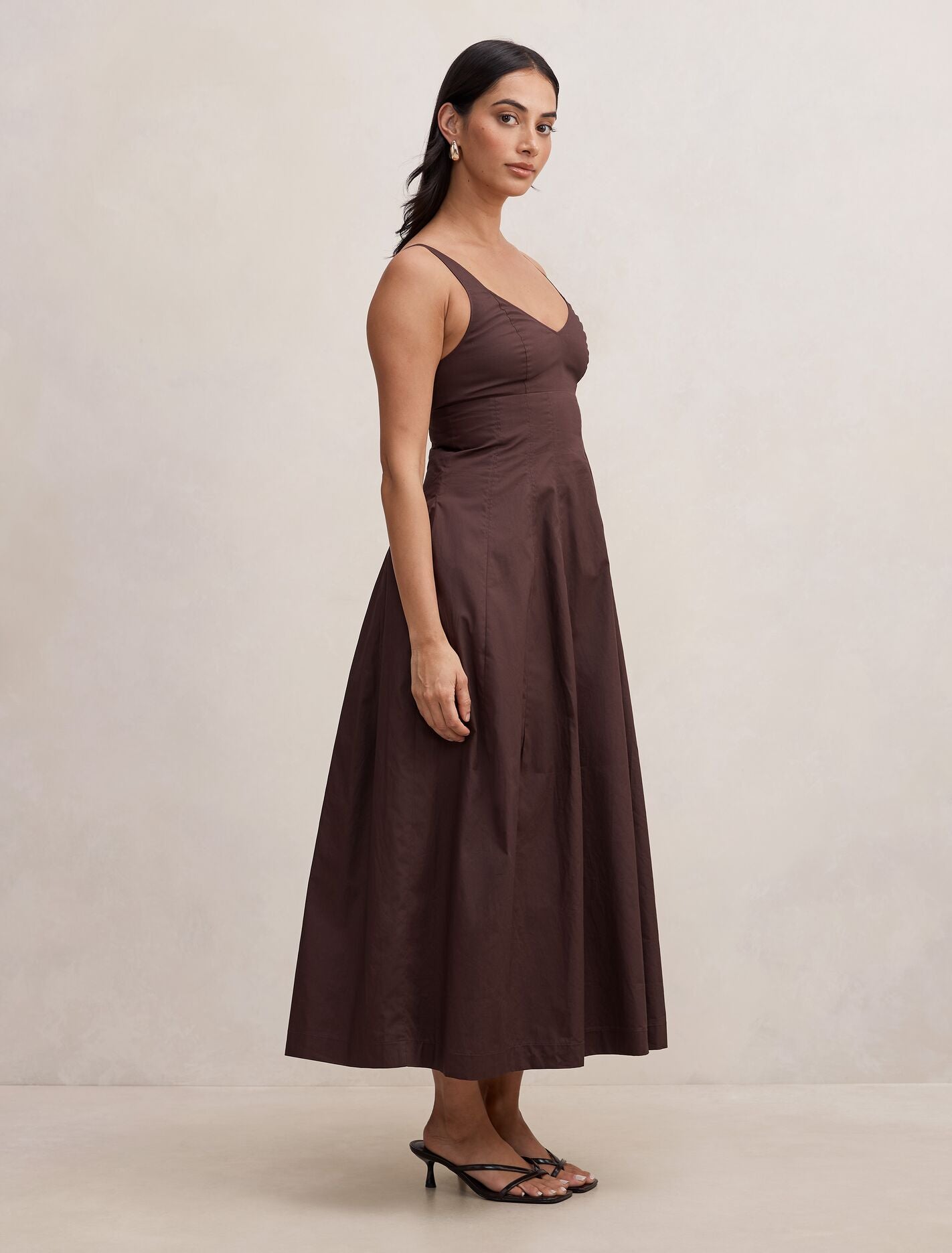 Chessy Seamed Cotton Midi Dress Forever New