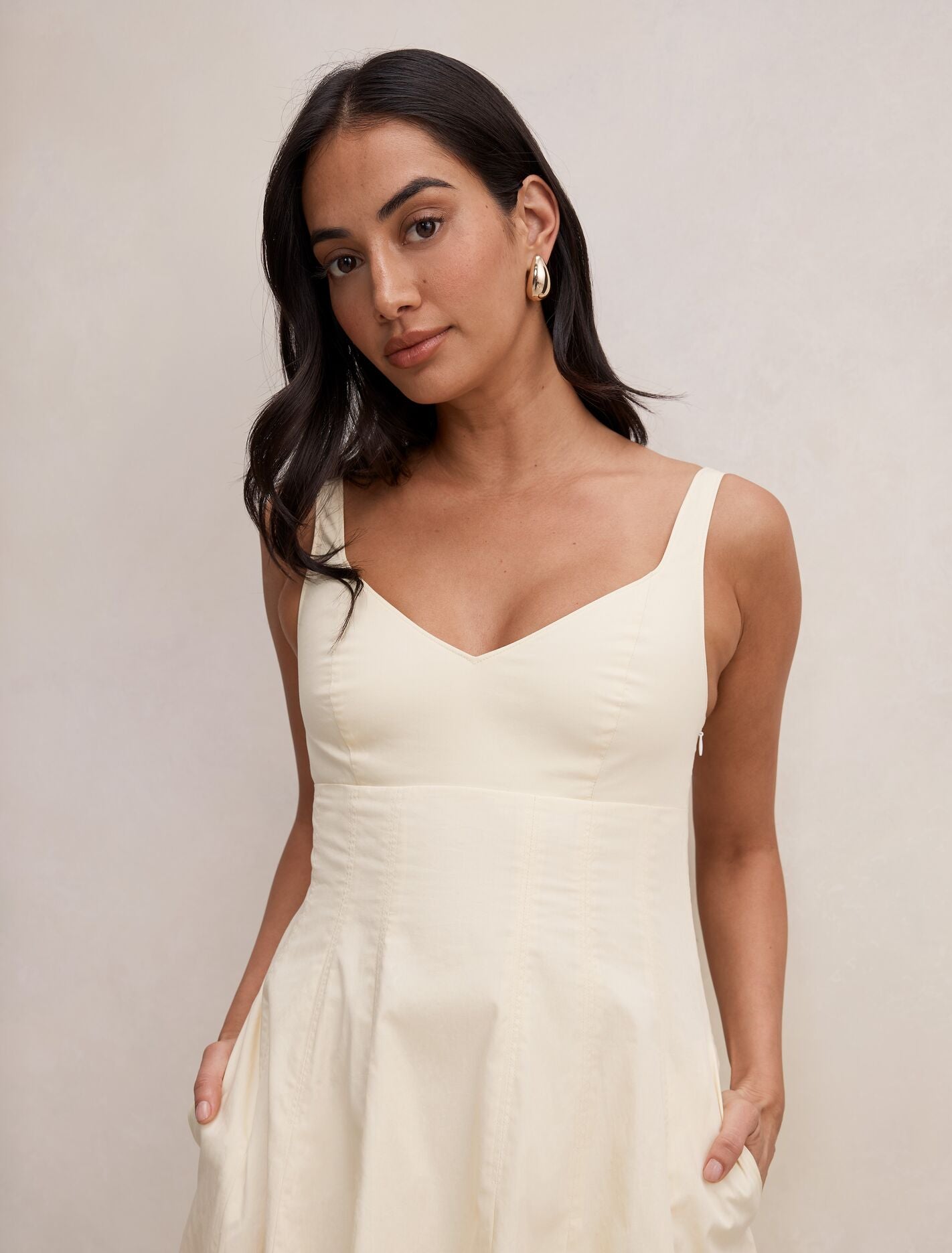 Chessy Seamed Cotton Midi Dress Forever New