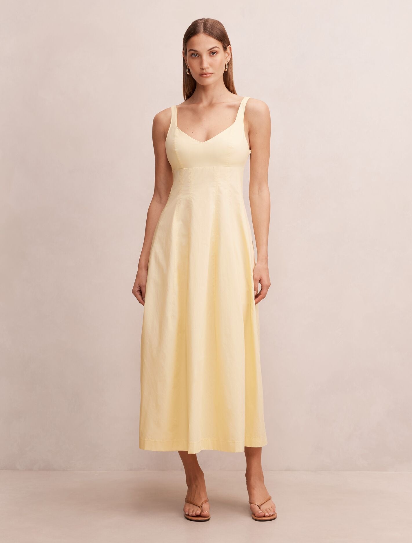 Chessy Seamed Cotton Midi Dress