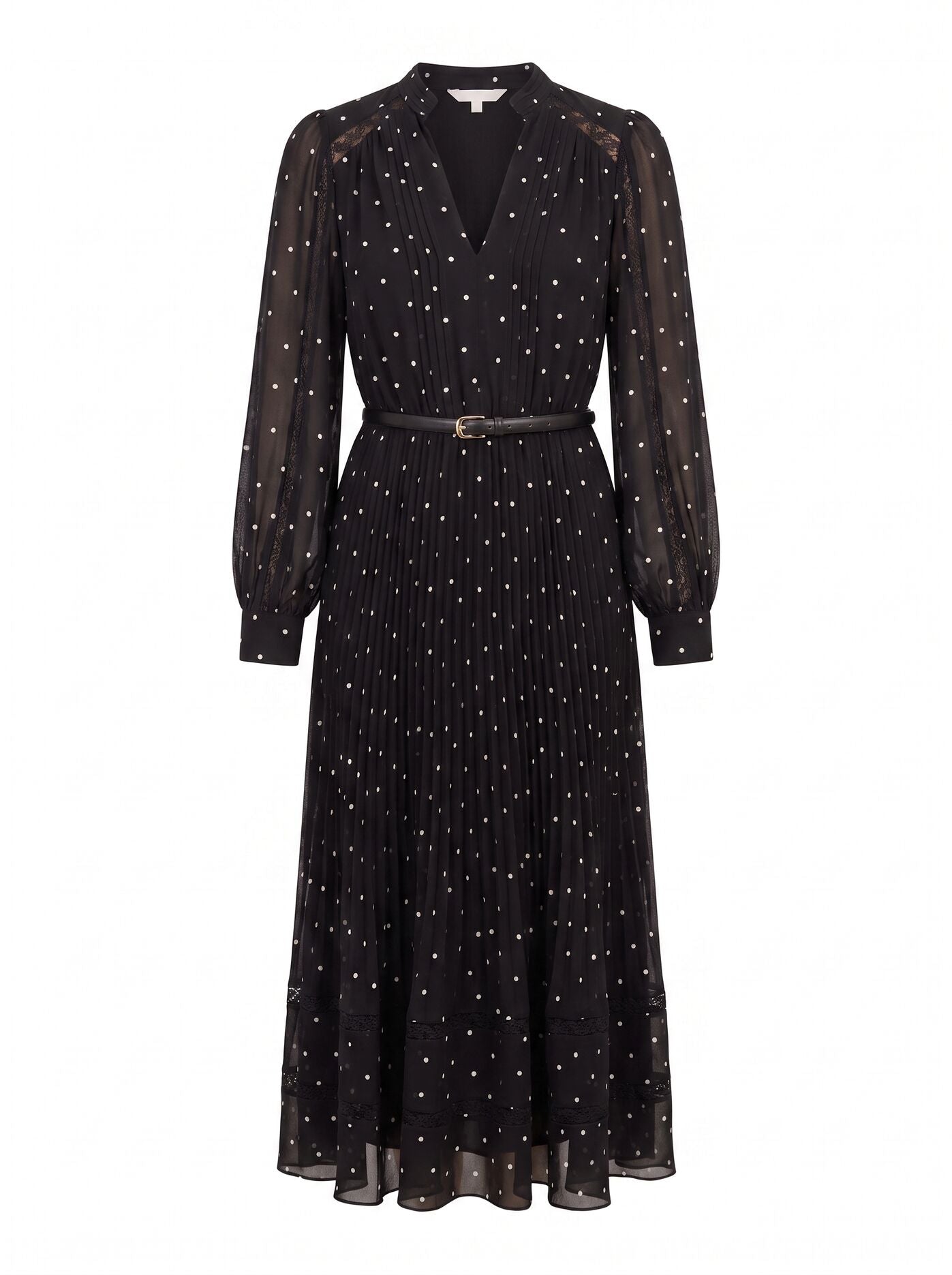Clara Pleated Lace Trim Midi Dress Forever New