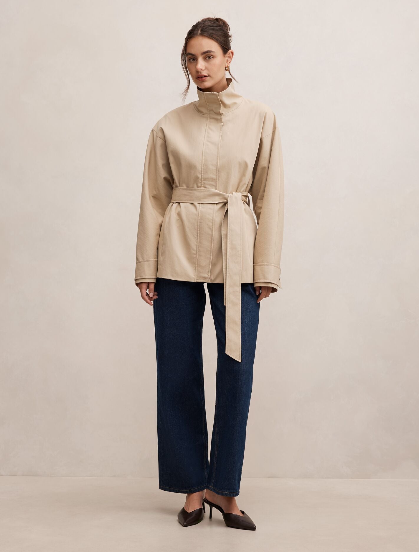 Nina Belted Funnel Neck Jacket Forever New