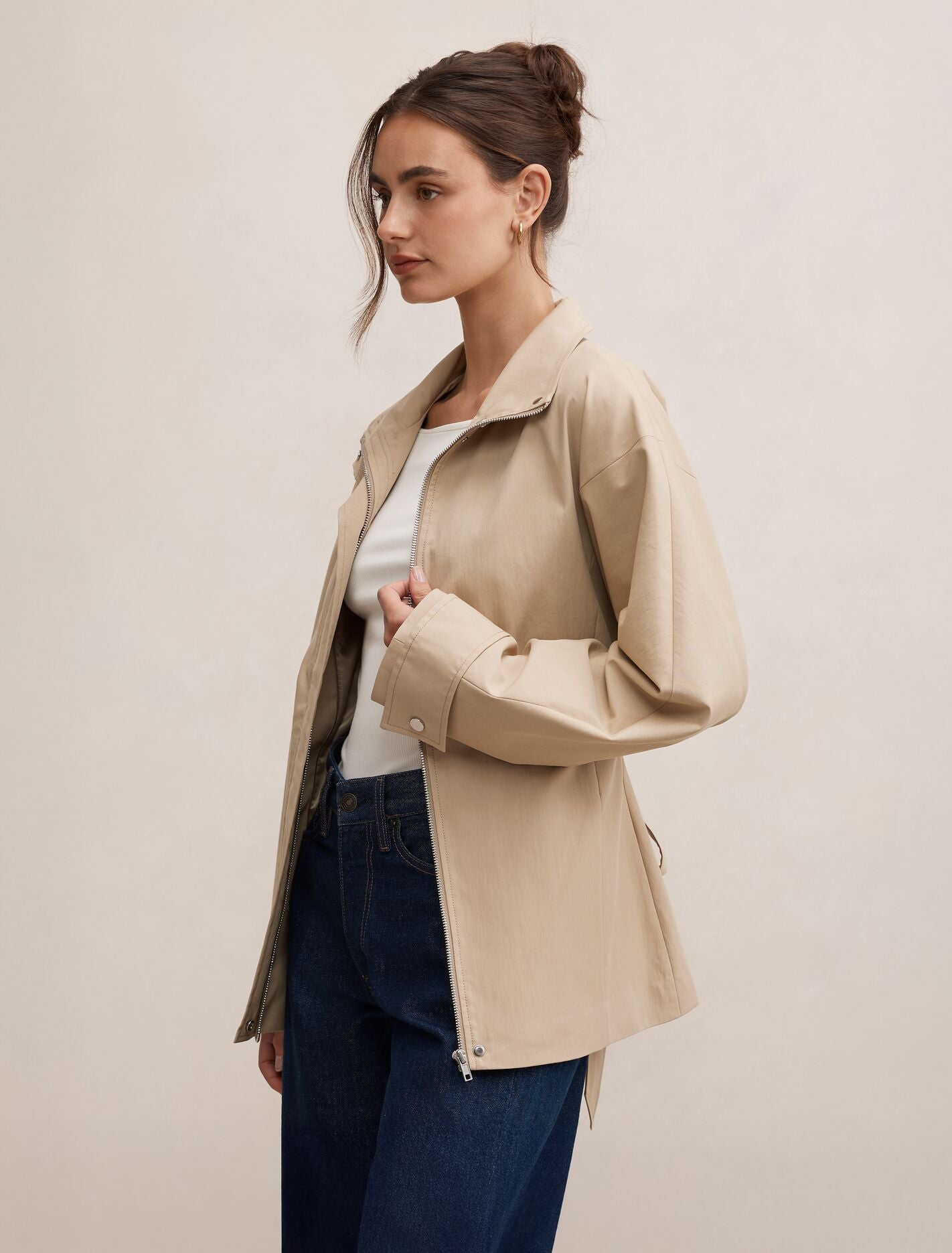 Nina Belted Funnel Neck Jacket Forever New