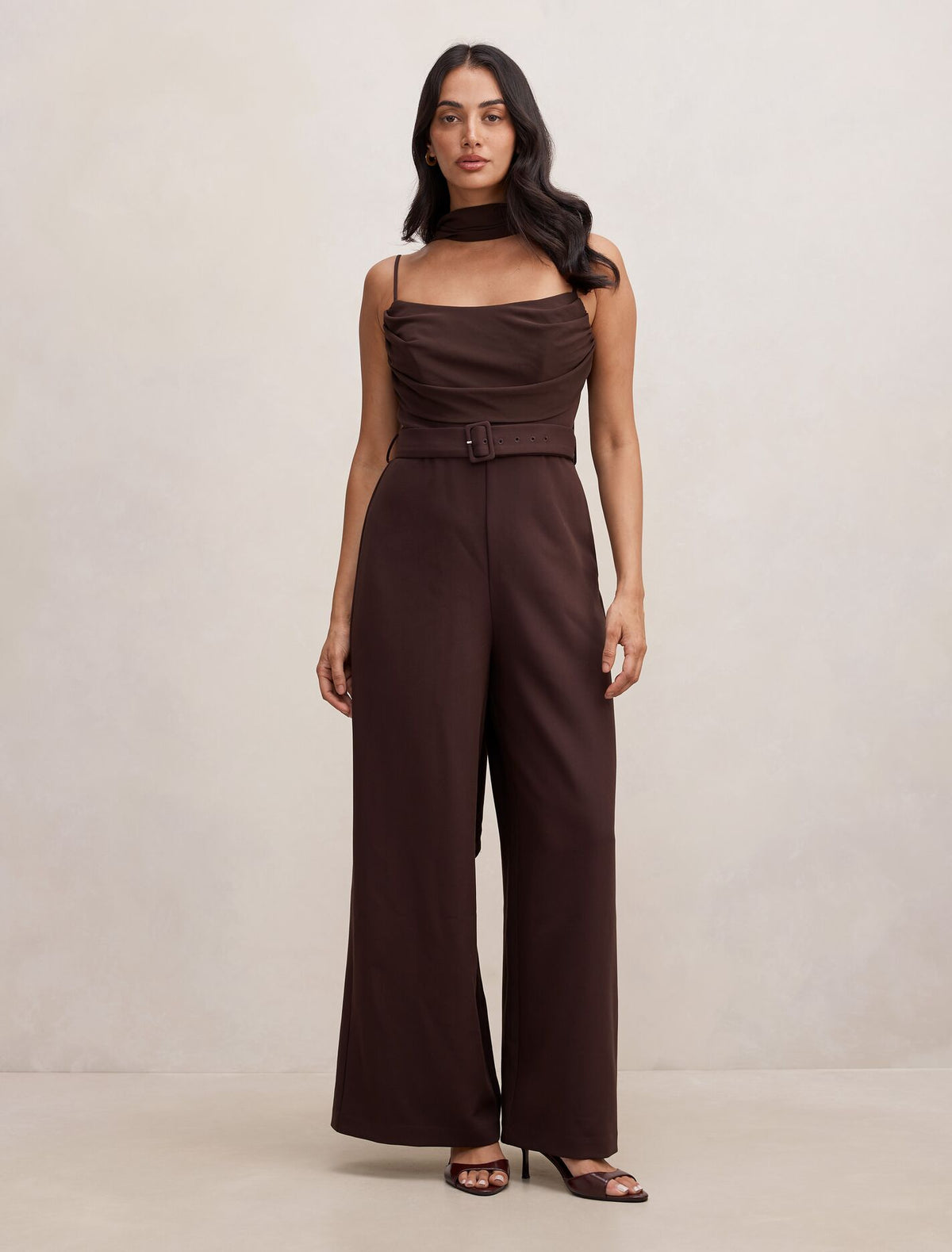 Claudia Strappy Jumpsuit Dark Chocolate Forever New