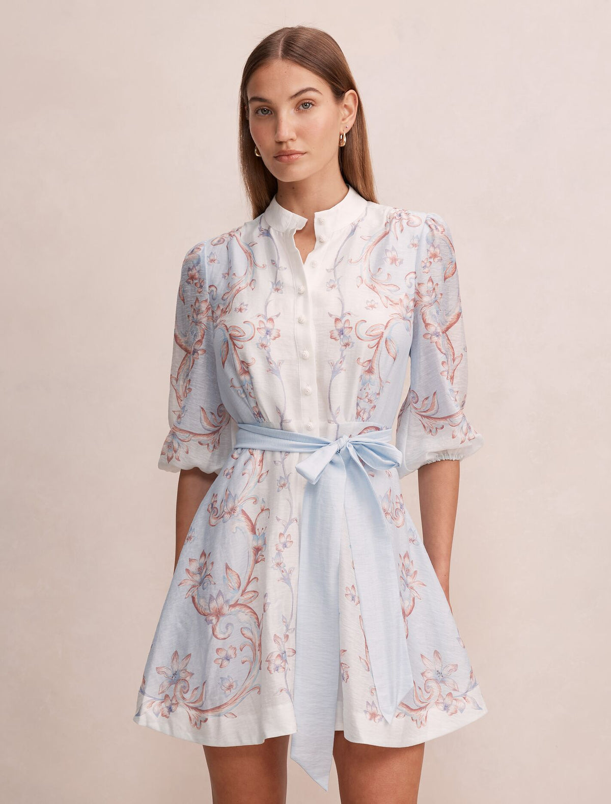 Adi Print Mini Dress Iced Scroll Floral Forever New