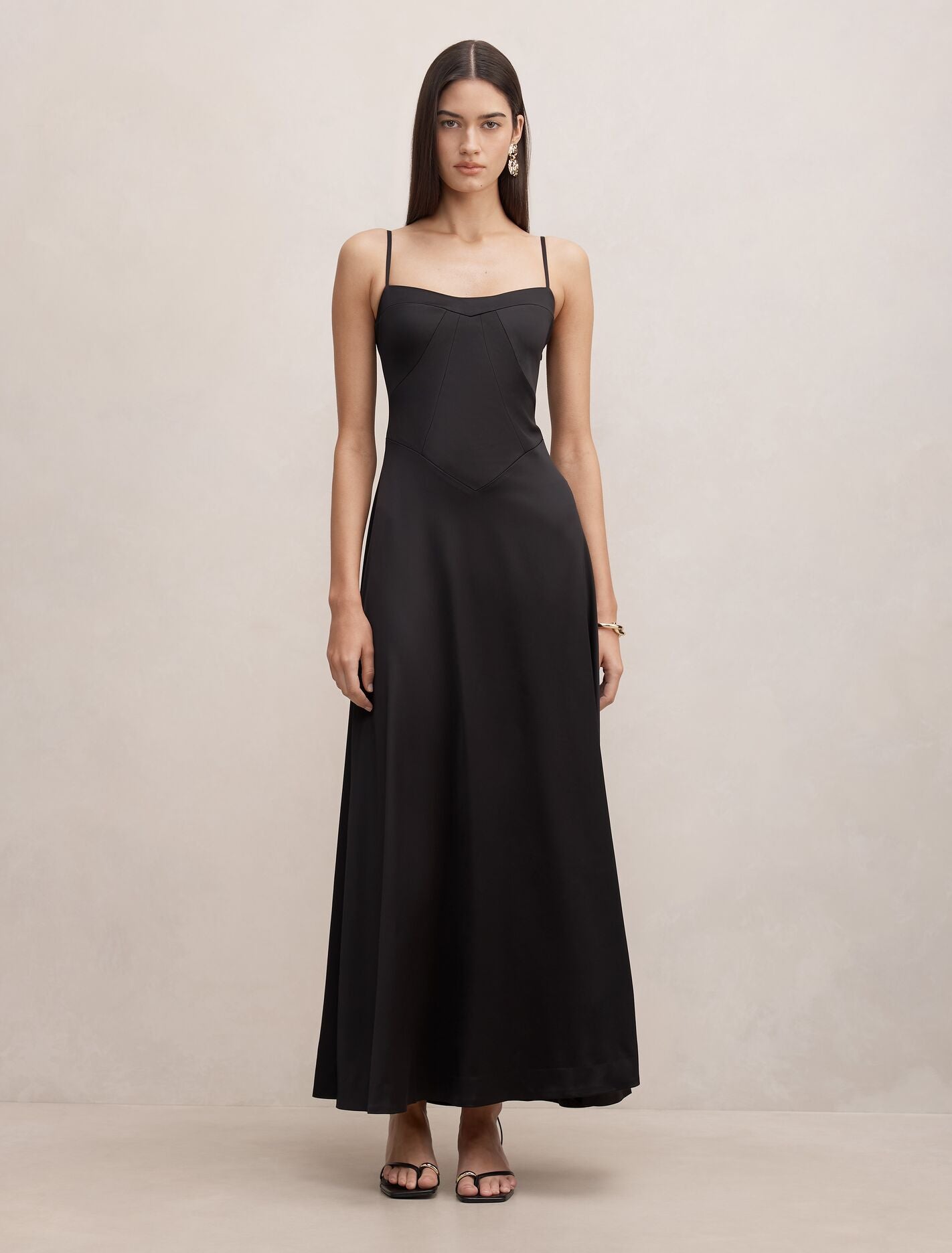 Hattie Corset Panelled Maxi Dress Black Forever New