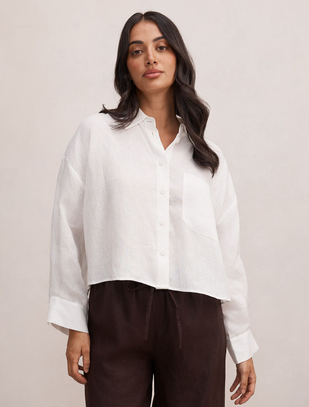 Bowie Cropped Shirt Porcelain Forever New