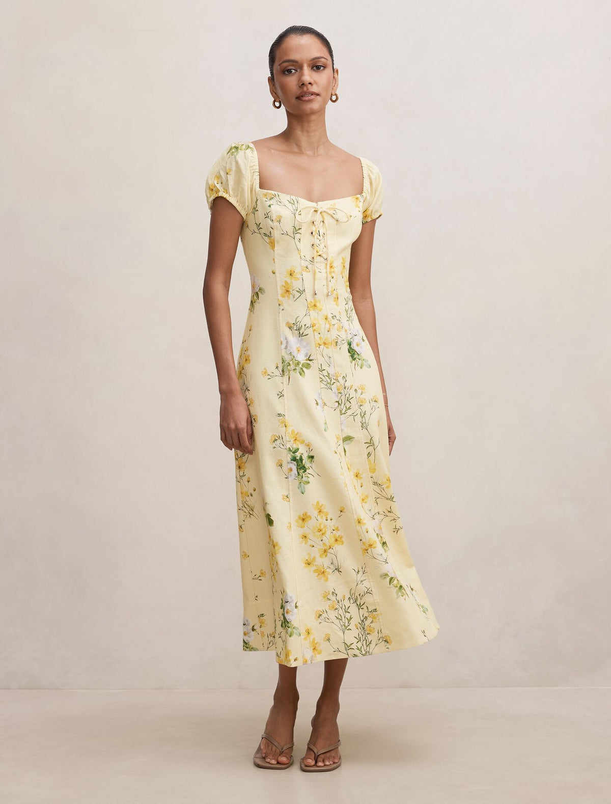Sallie Petite Tie Front Midi Dress Elmira Ditsy Forever New