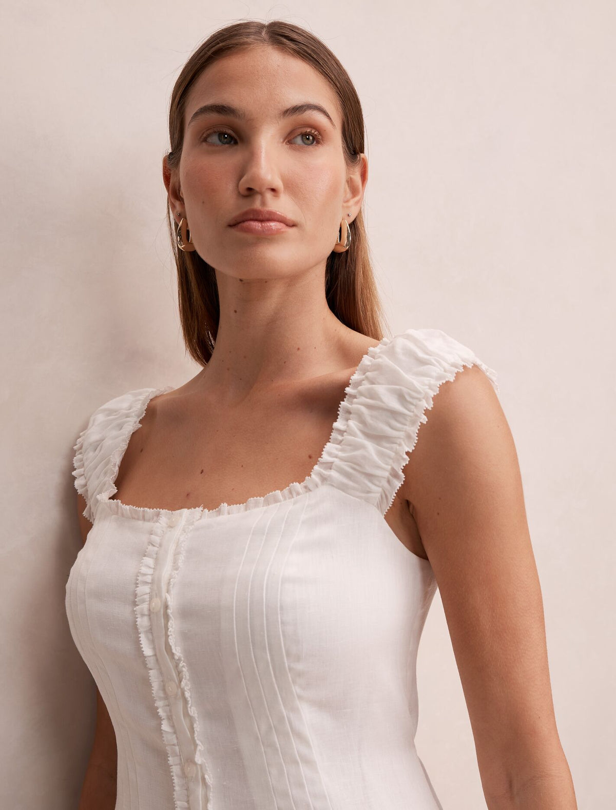 Adriana Pintuck Linen Midi Dress Forever New