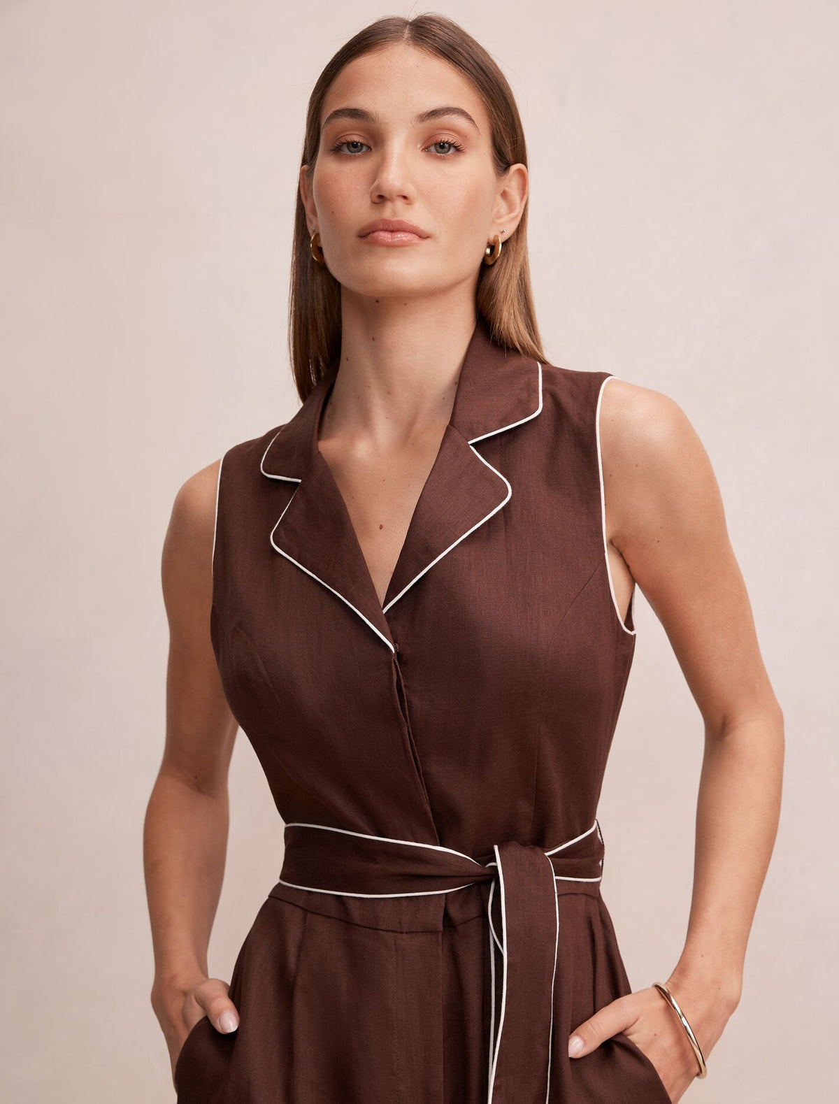 Claire Collared Linen Playsuit Forever New