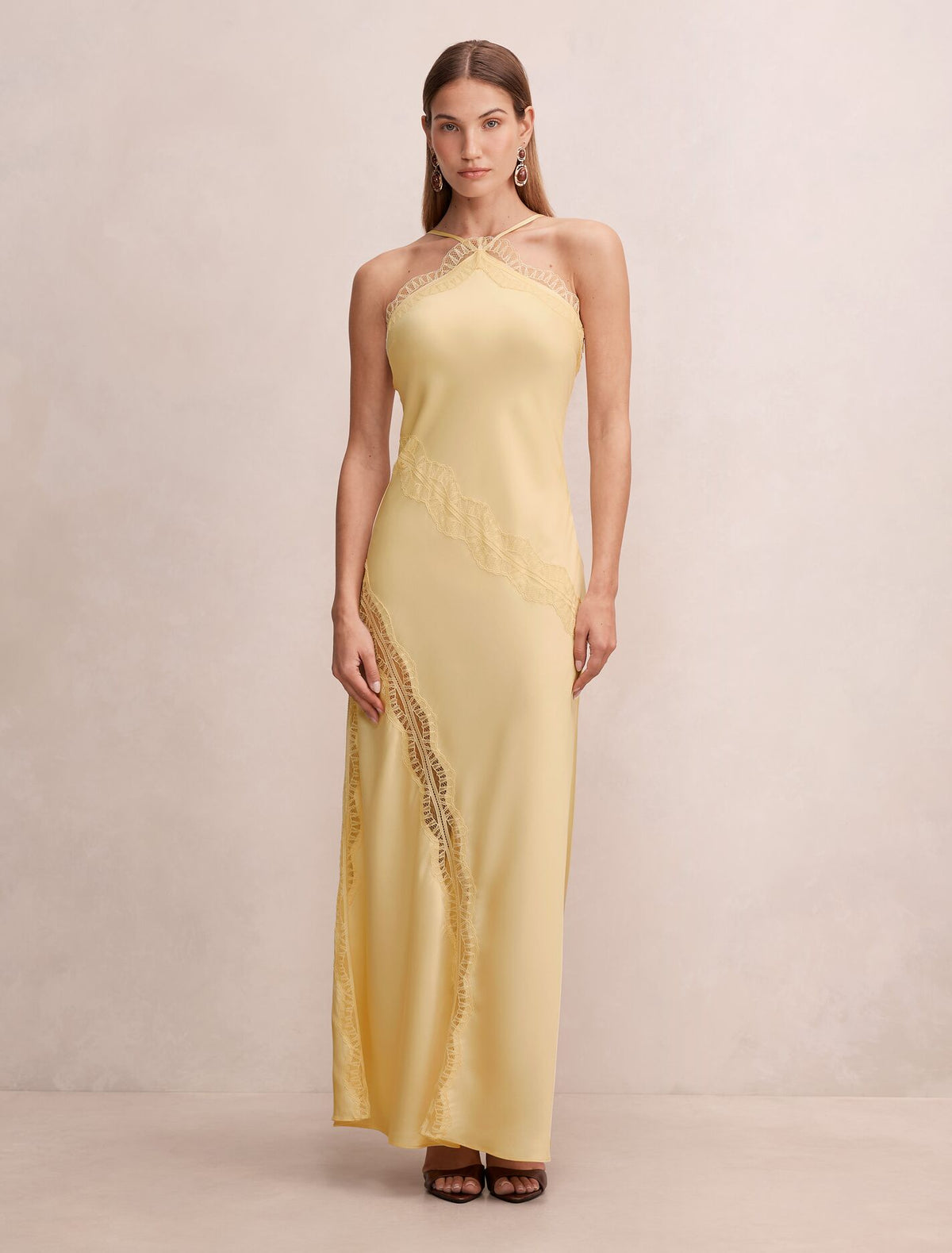 Cosette Lace Insert Maxi Dress Soft Yellow Forever New