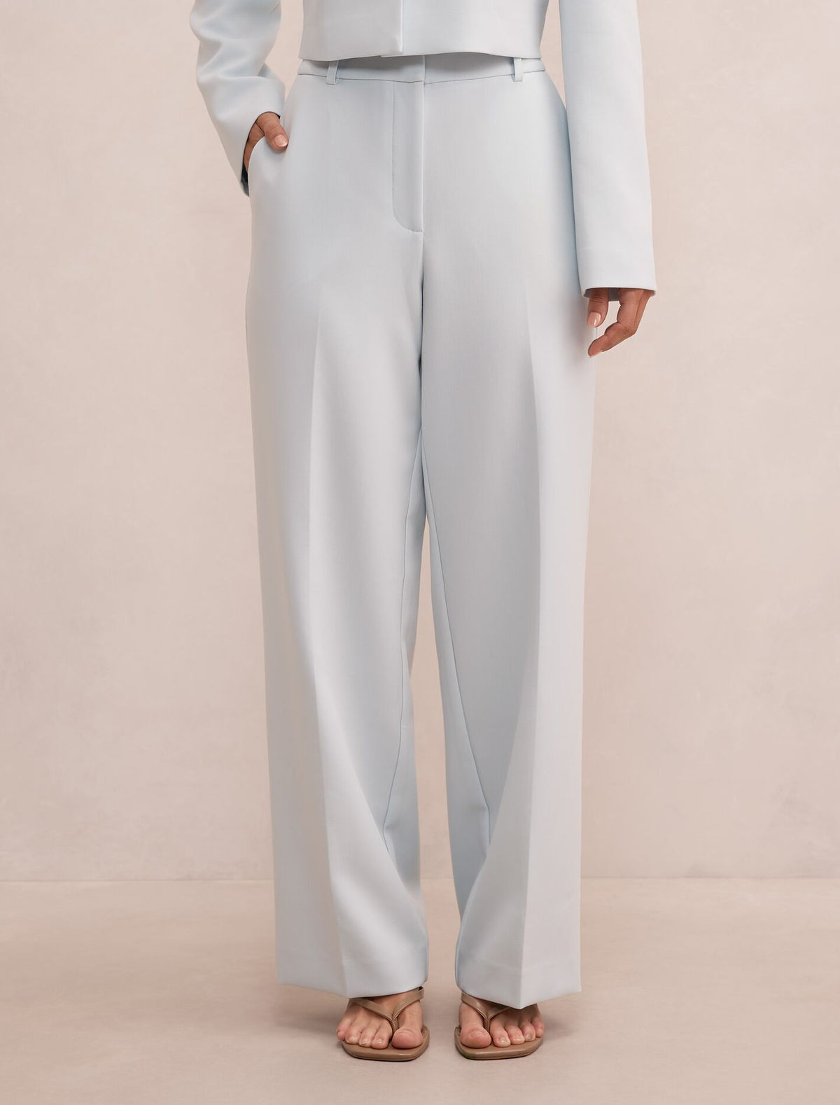 Adeline Petite Straight Leg Pants Soft Blue Suit Forever New