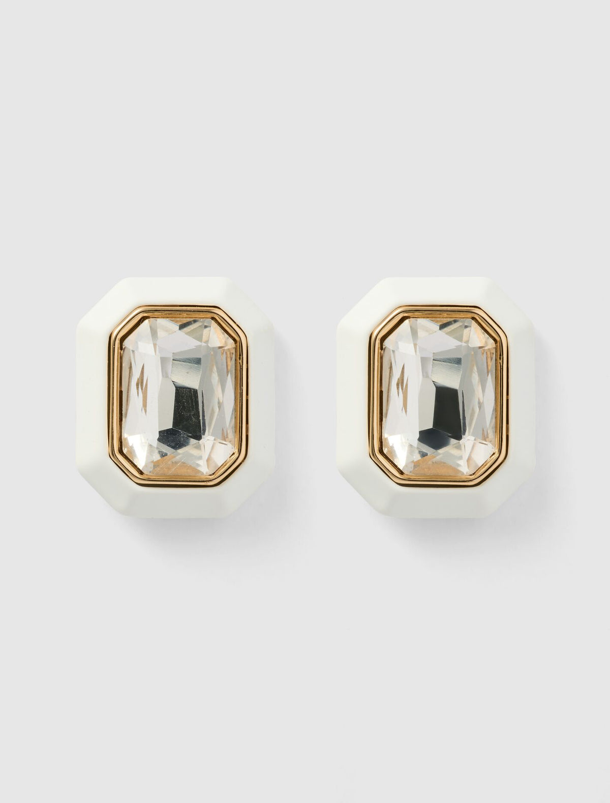 Fran Frame Stone Stud Earrings 0 White Crystal Forever New
