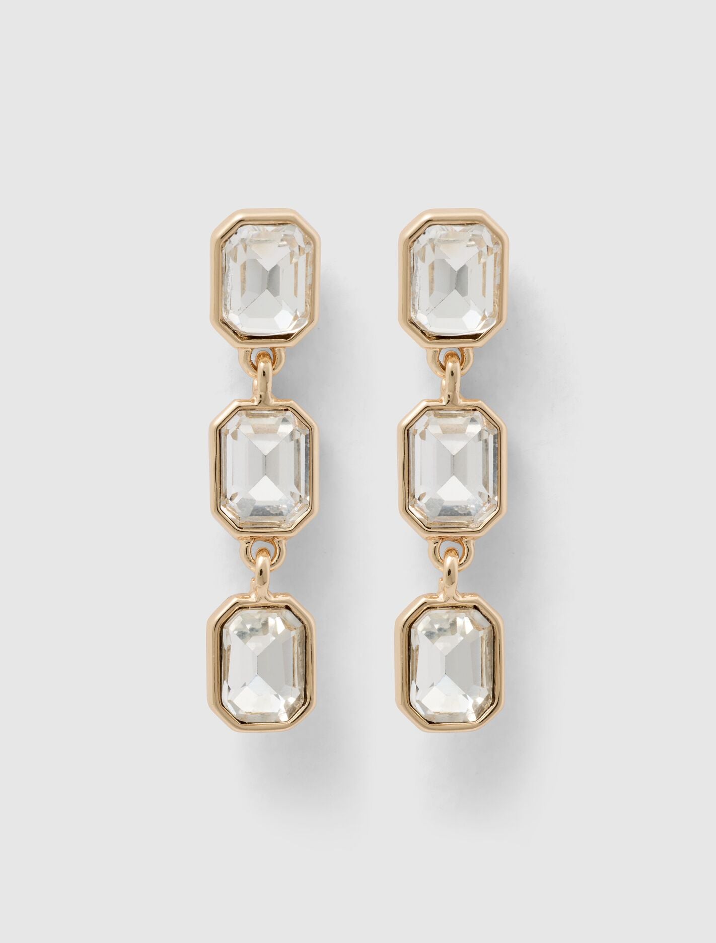 Bailey Baguette Drop Earrings 0 Gold Crystal Forever New