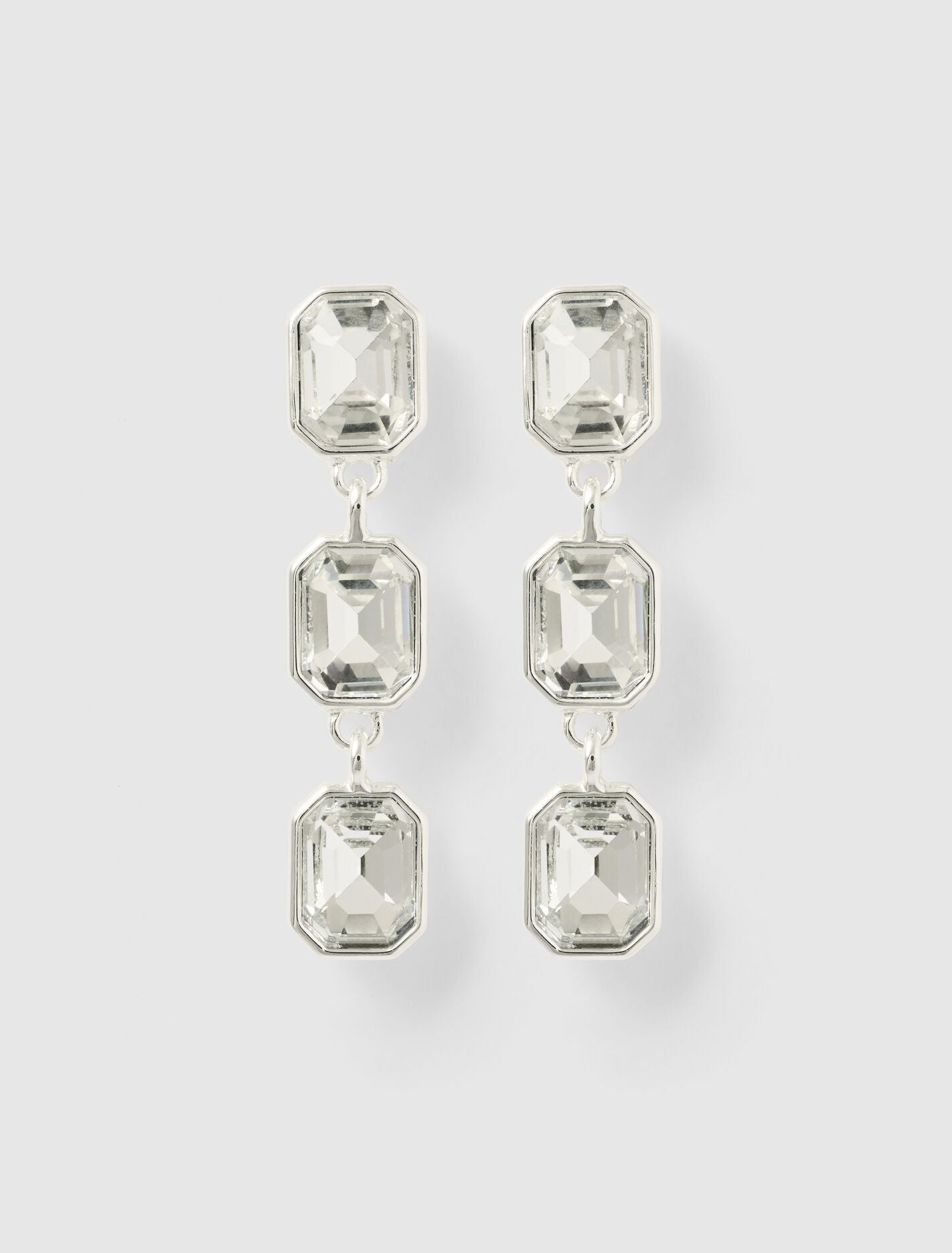 Bailey Baguette Drop Earrings 0 Silver Crystal Forever New