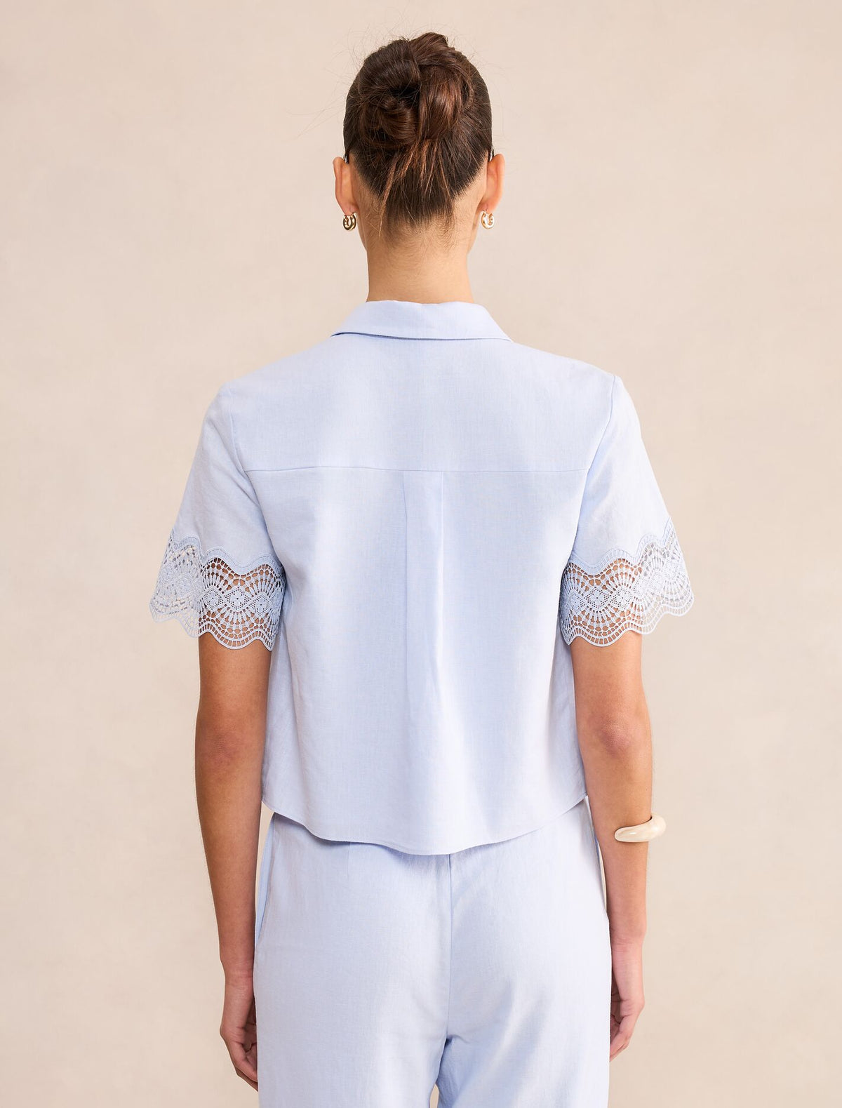 Freya Lace Trim Linen Shirt Forever New