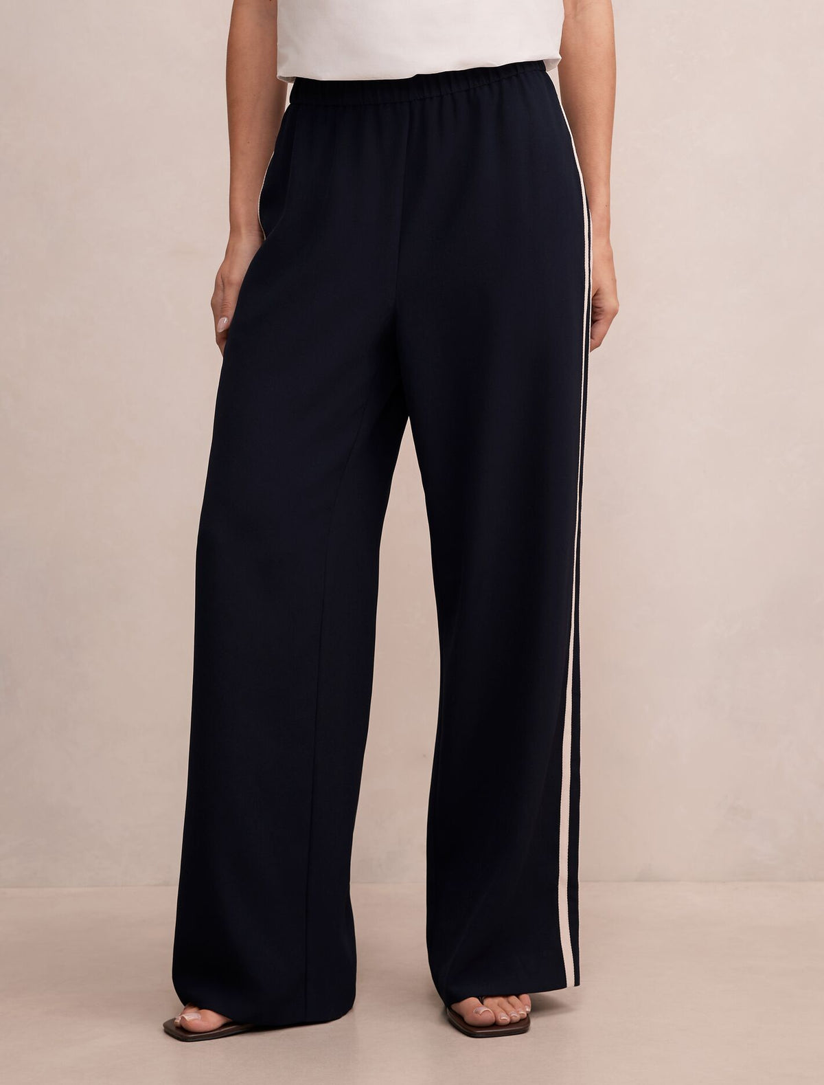 Chloe Side Stripe Wide Leg Pants Navy Forever New
