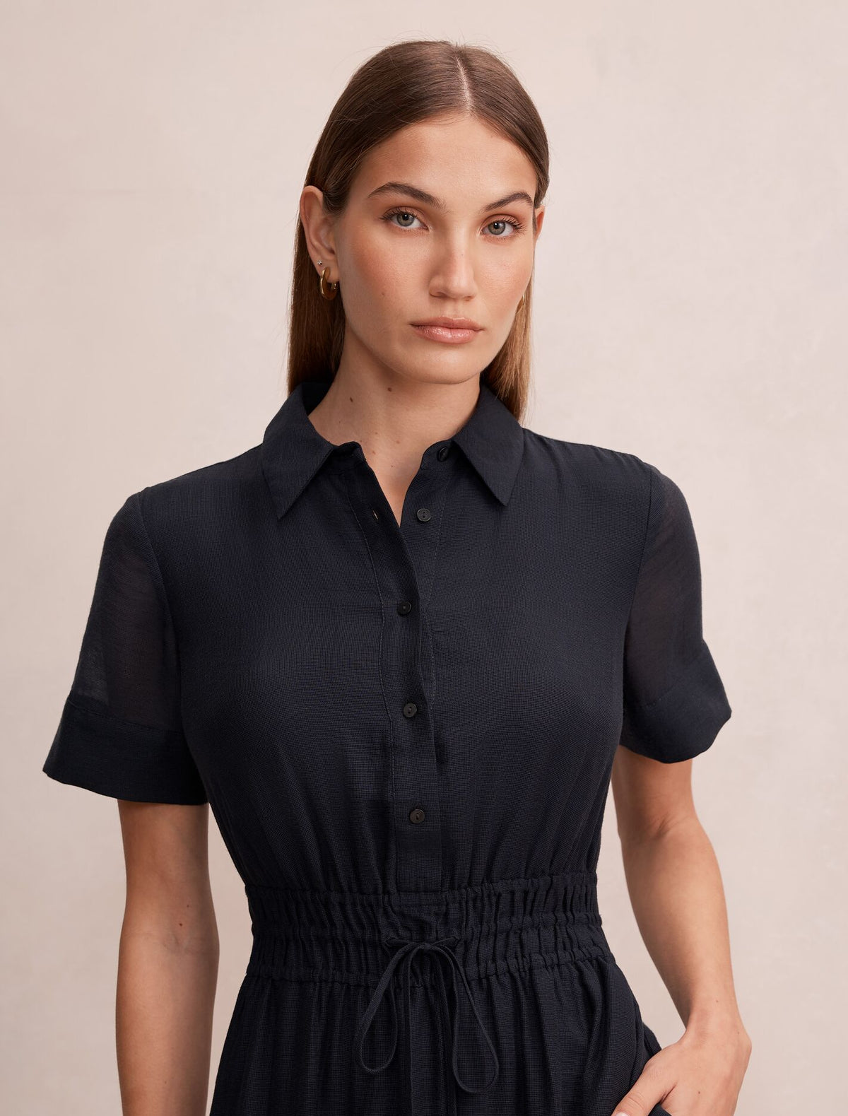 Brynn Elastic Waist Shirt Midi Dress Forever New