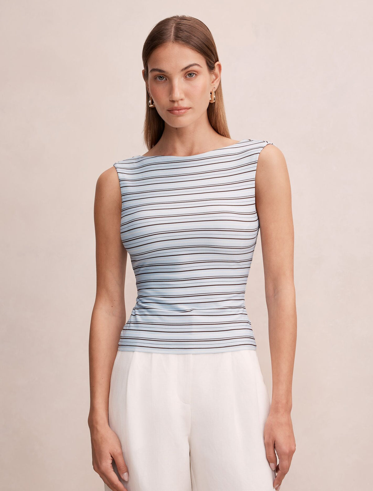 Bonnie Scoop Back Tank Top Mayfair Stripe Forever New
