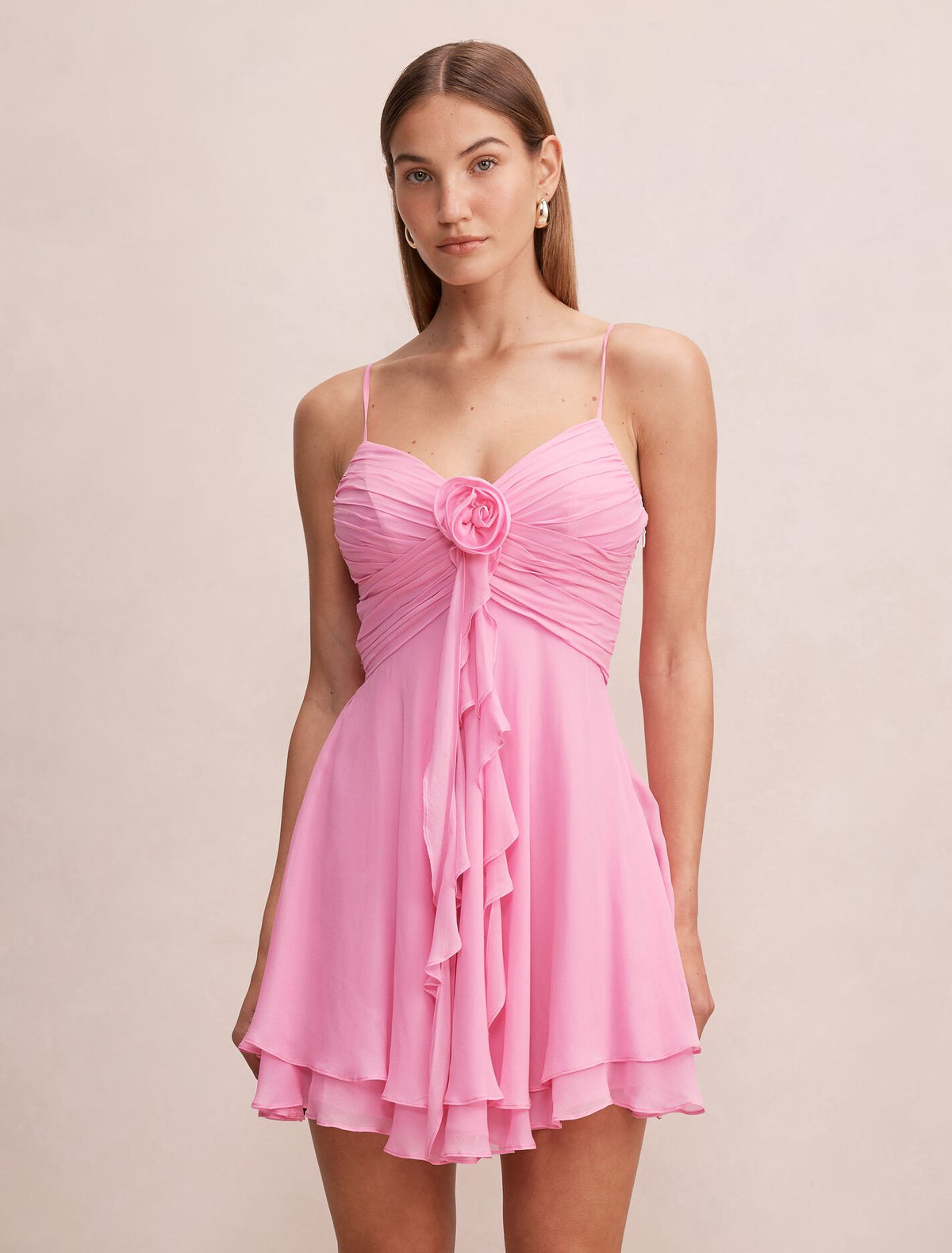 Billie Rosette Mini Dress Bonbon Pink Forever New