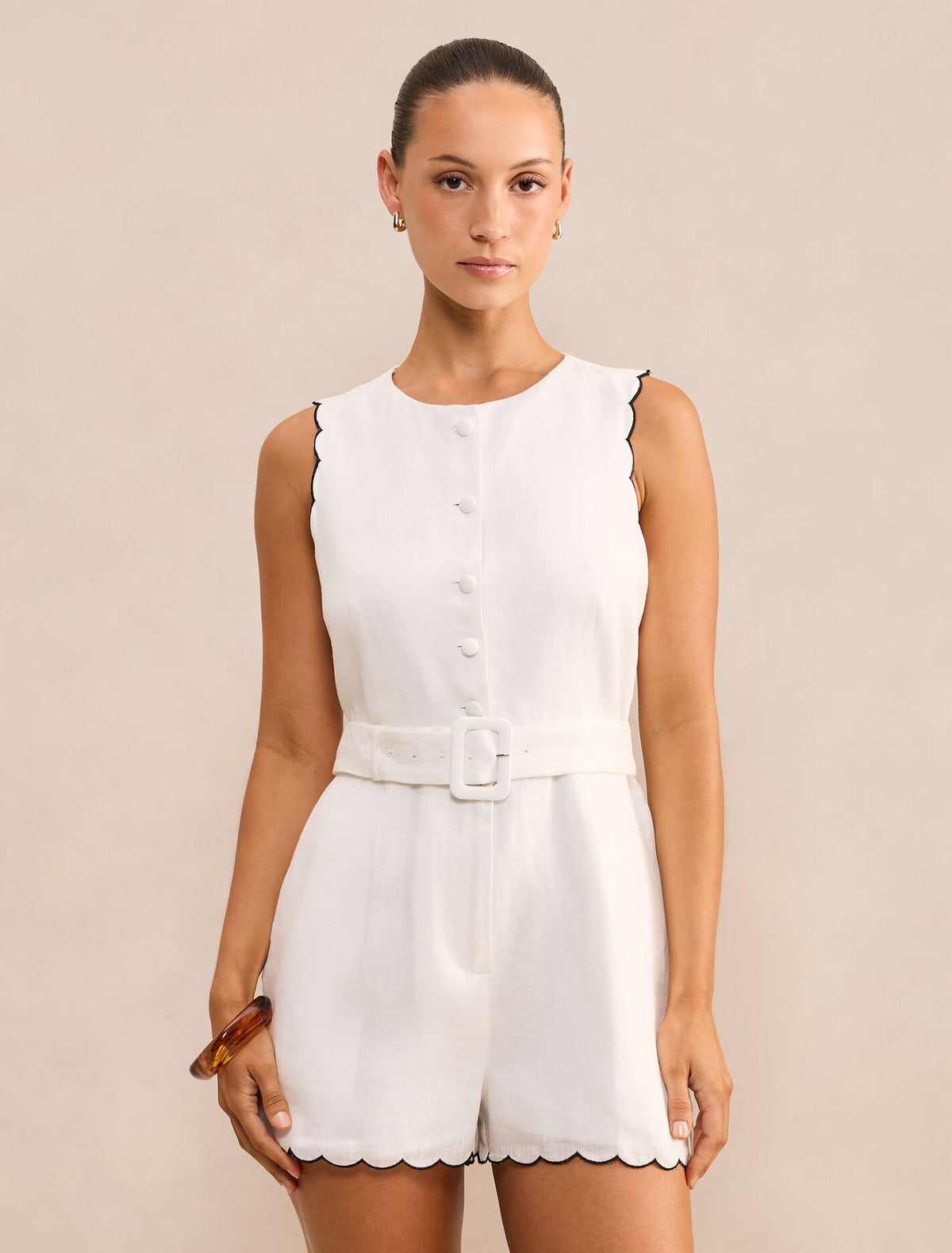 Billy Petite Scallop Playsuit Forever New