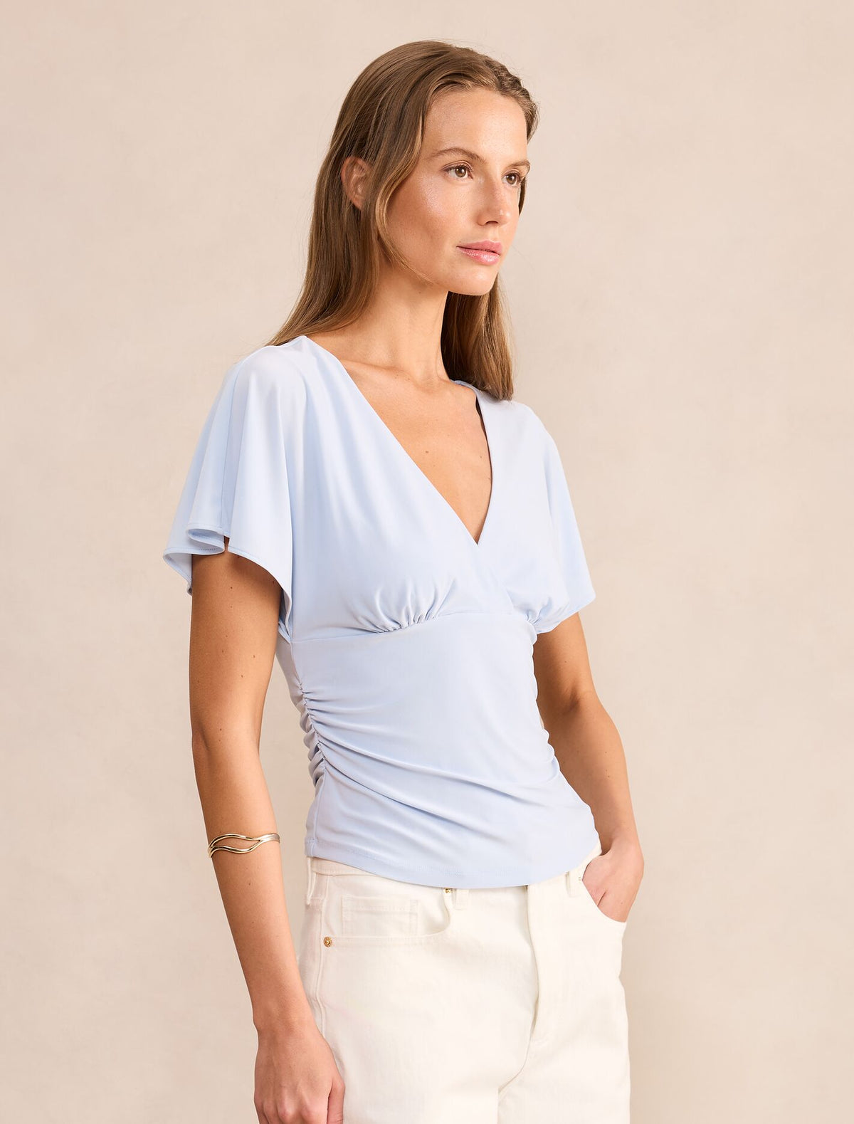 Bobbie Wrap Flutter Sleeve Top Forever New