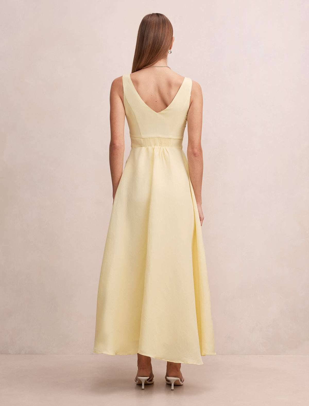 Serah V Neck Embroidered Midi Dress