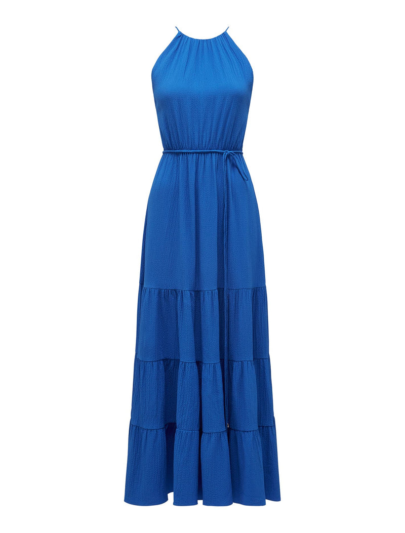 Gigi Strappy Tiered Maxi Dress Intense Azure | Forever New