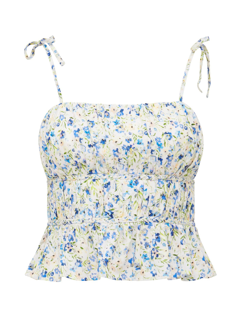 Sia Printed Ruched Bustier Top Forever New