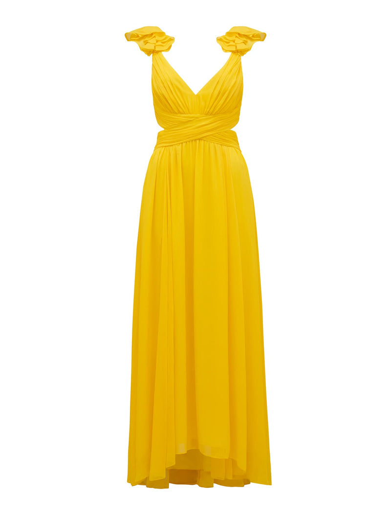 Selena Ruffle Shoulder Maxi Dress Daffodil | Forever New