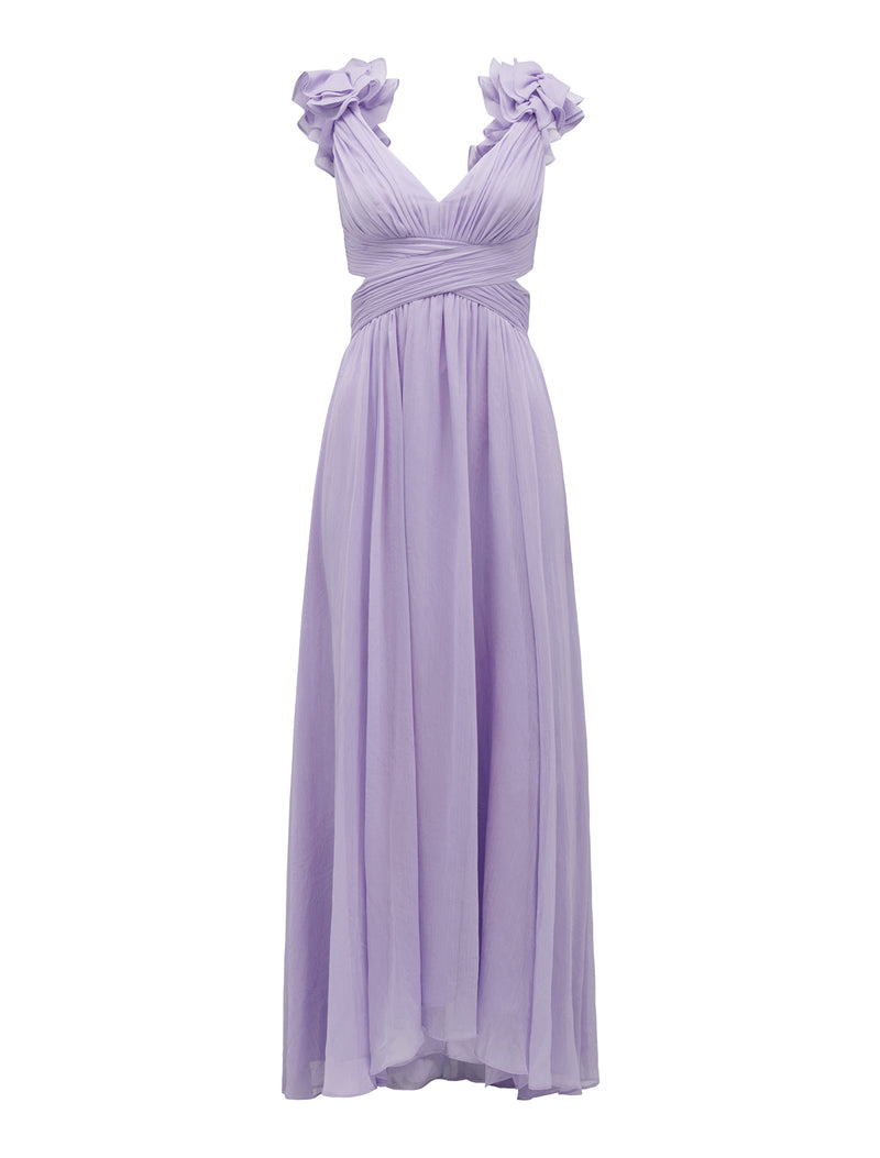 Selena Ruffle Shoulder Maxi Dress Blossoming Lilac | Forever New